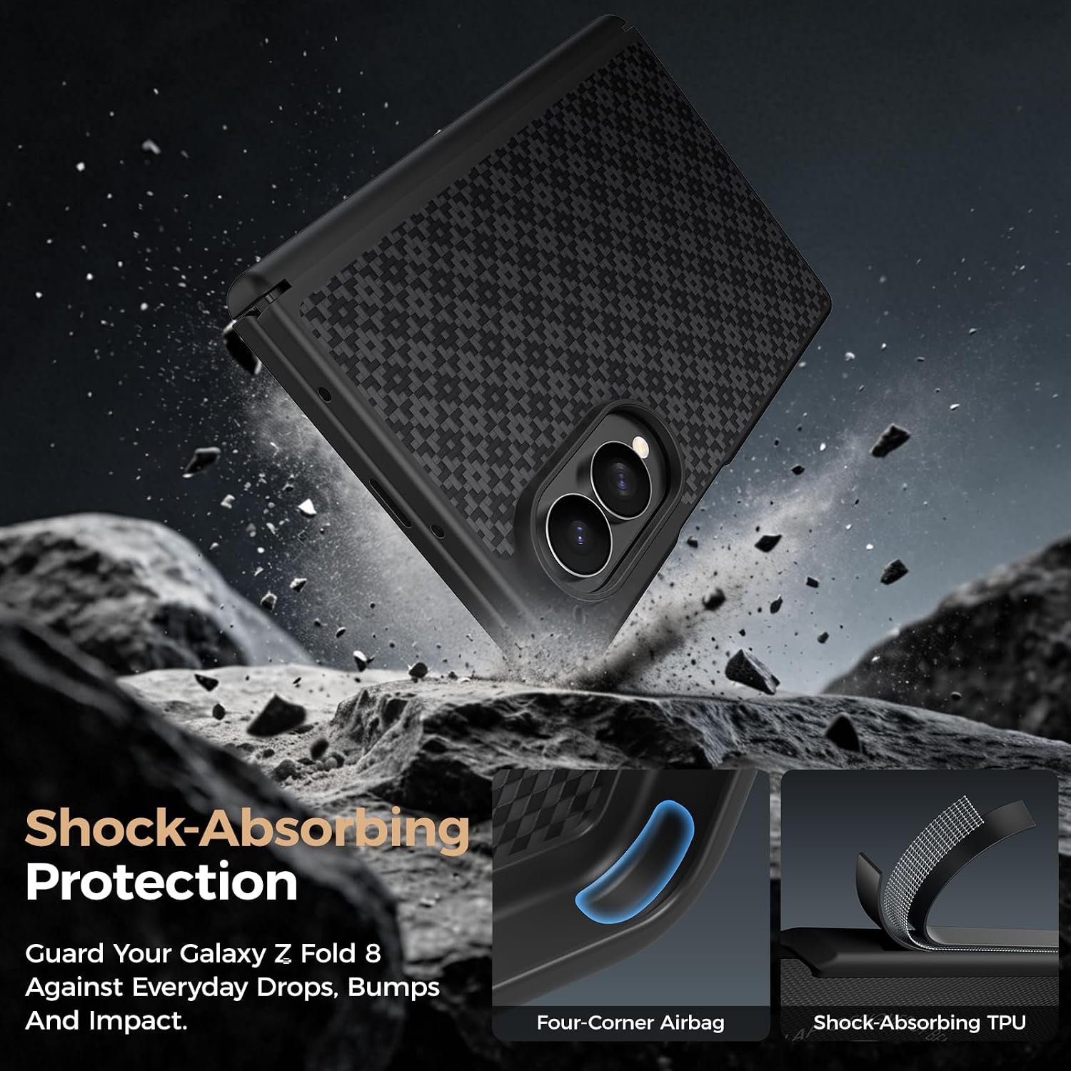 BENKS for Samsung Galaxy Z Fold 8 Case with Screen Protector and Full Hinge Protection. MagSafe-Compatible Kevlar Case. Shockproof Z Fold 8 Phone Case. ArmorGrid Pro Grand Combo. Black