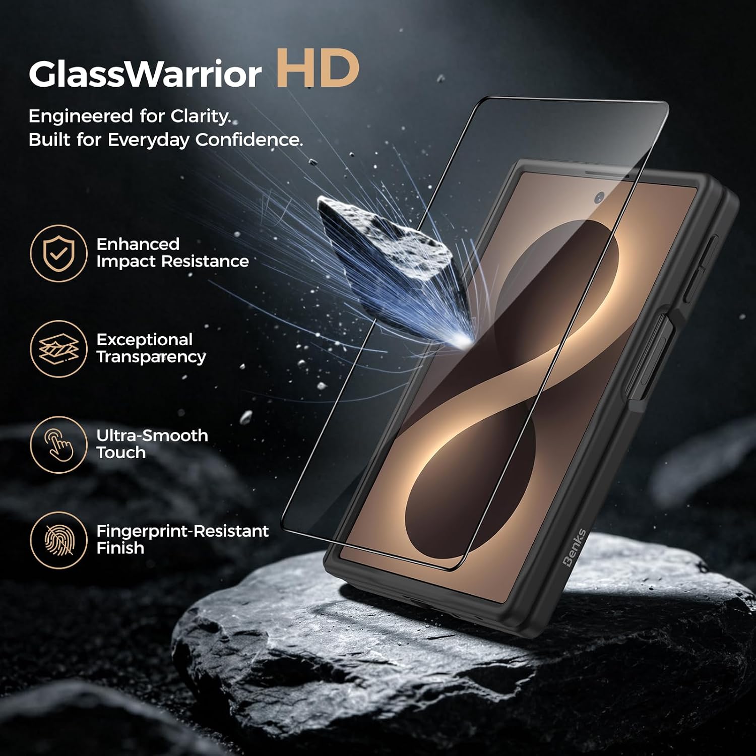 BENKS for Samsung Galaxy Z Fold 8 Case with Screen Protector and Full Hinge Protection. MagSafe-Compatible Kevlar Case. Shockproof Z Fold 8 Phone Case. ArmorGrid Pro Grand Combo. Black