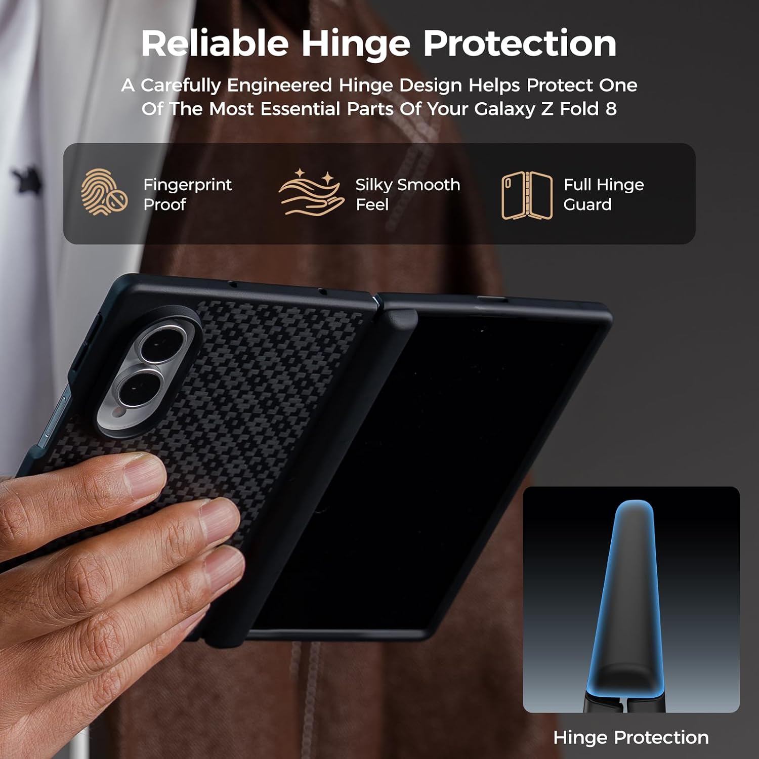 BENKS for Samsung Galaxy Z Fold 8 Case with Screen Protector and Full Hinge Protection. MagSafe-Compatible Kevlar Case. Shockproof Z Fold 8 Phone Case. ArmorGrid Pro Grand Combo. Black