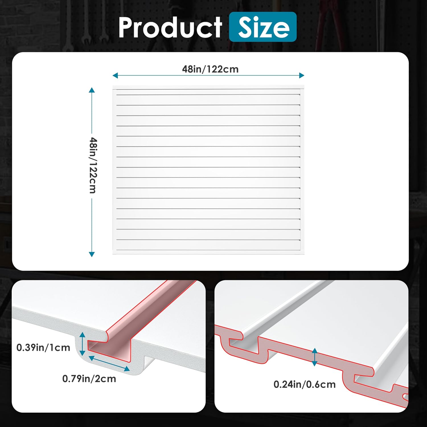 Brakki Slat Wall Paneling 4x4 Ft. Slatwall Garage Organizer Storage System | PVC Slatwall Panels. Garage Organization Product. Heavy Duty Wall Mounted. Tool Storage for Home. White