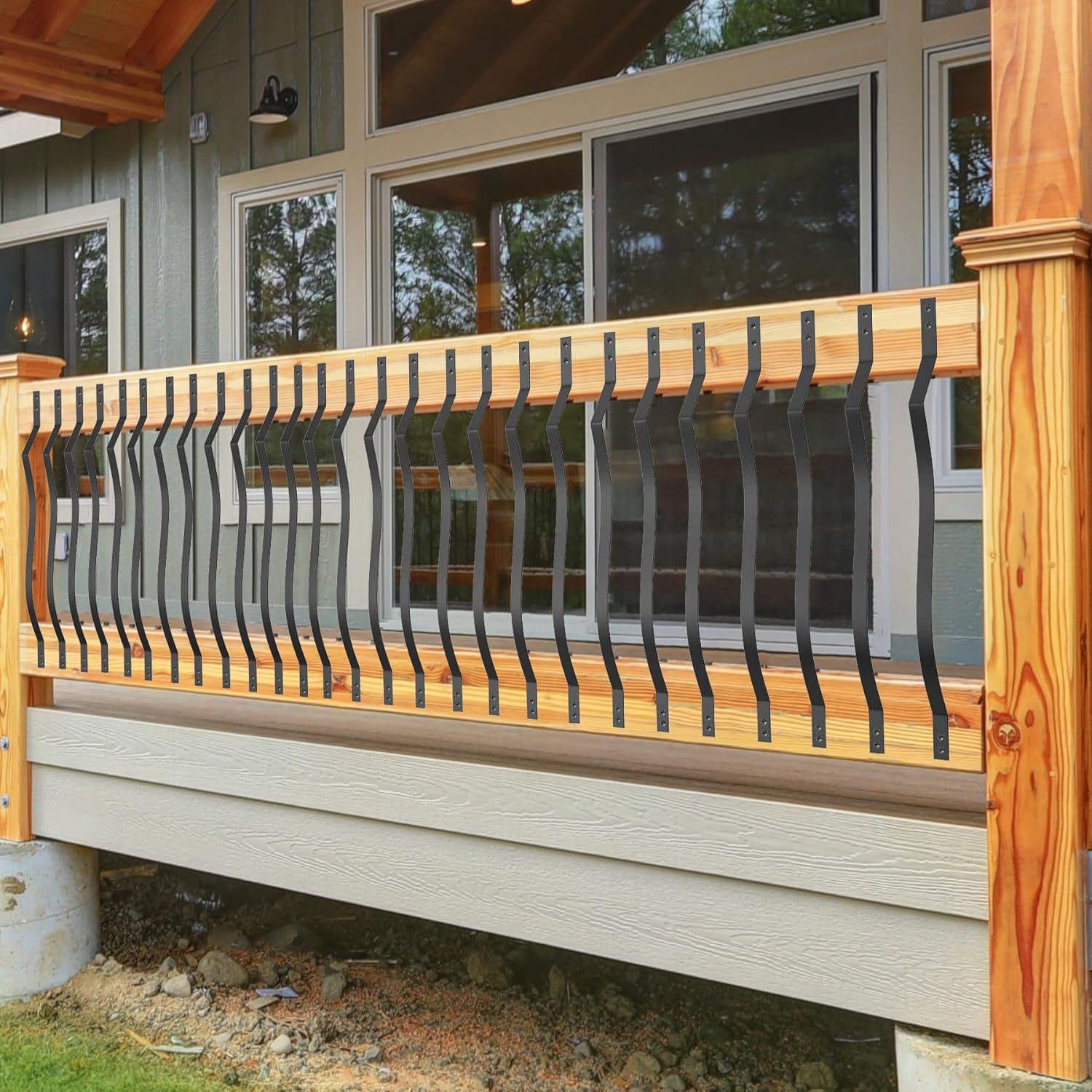 Akenow Metal Deck Balusters 51 Pack. 32.25 x 1 Deck Spindles with Screws. Heavy Duty Wave Arc Baluster. Porch Railing Kit for Outdoor Stair Deck Porch - Amazon.com