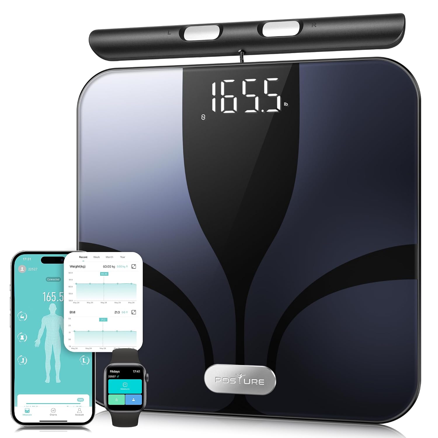 Posture Scale for Body Weight and Fat. Smart Digital Bathroom Scale BMI Weighing Bluetooth Body Fat Scale. 8 Electrode Body Fat Scale. Full Body Composition Analyzer with Voice Prompt