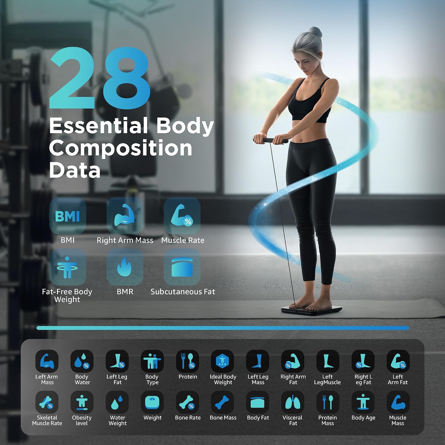 Posture Scale for Body Weight and Fat. Smart Digital Bathroom Scale BMI Weighing Bluetooth Body Fat Scale. 8 Electrode Body Fat Scale. Full Body Composition Analyzer with Voice Prompt