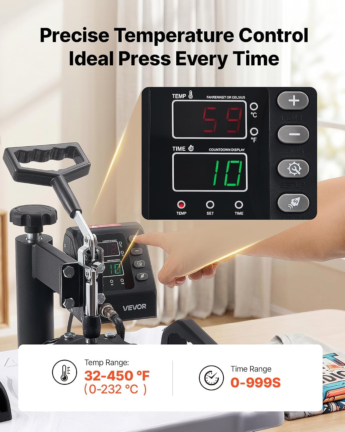 VEVOR Heat Press Machine 12 x 15 in Sublimation Press Machine Swing Away. Heat Up Fast and Even. Digital Precise Time and Temperature Control. for T-Shirts. Canvas Tote Bags. Pillowcases. Socks