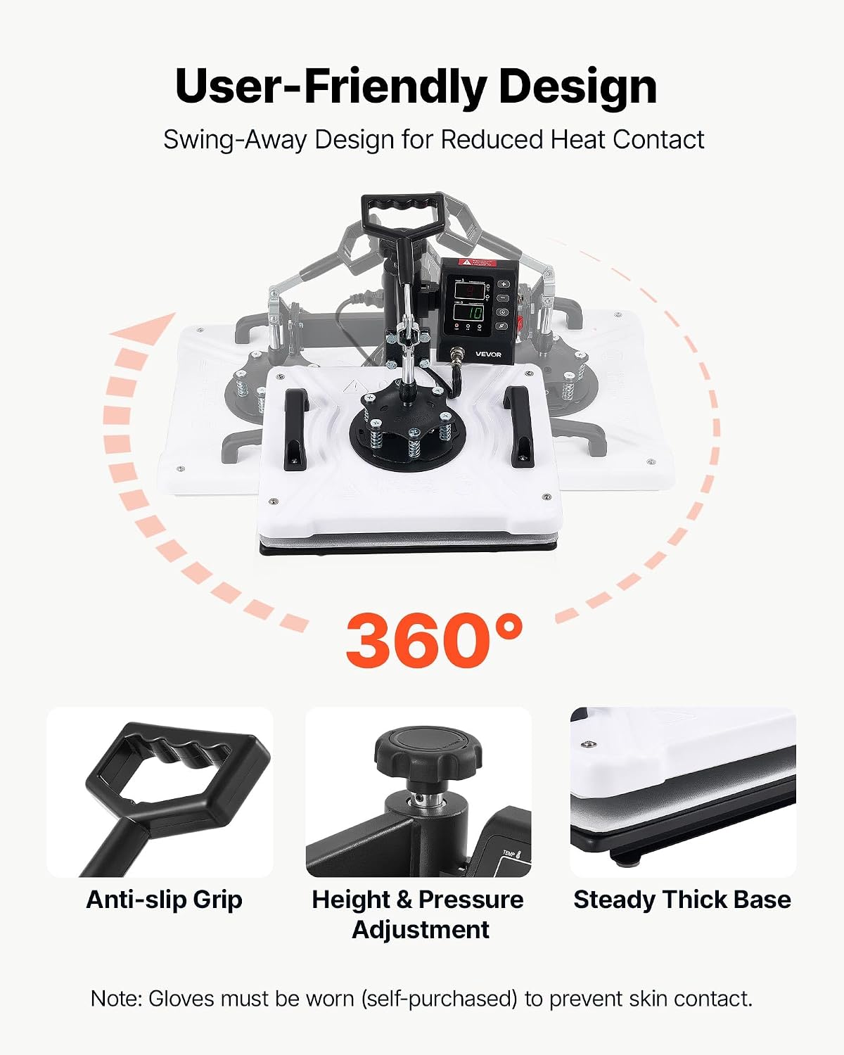 VEVOR Heat Press Machine 12 x 15 in Sublimation Press Machine Swing Away. Heat Up Fast and Even. Digital Precise Time and Temperature Control. for T-Shirts. Canvas Tote Bags. Pillowcases. Socks