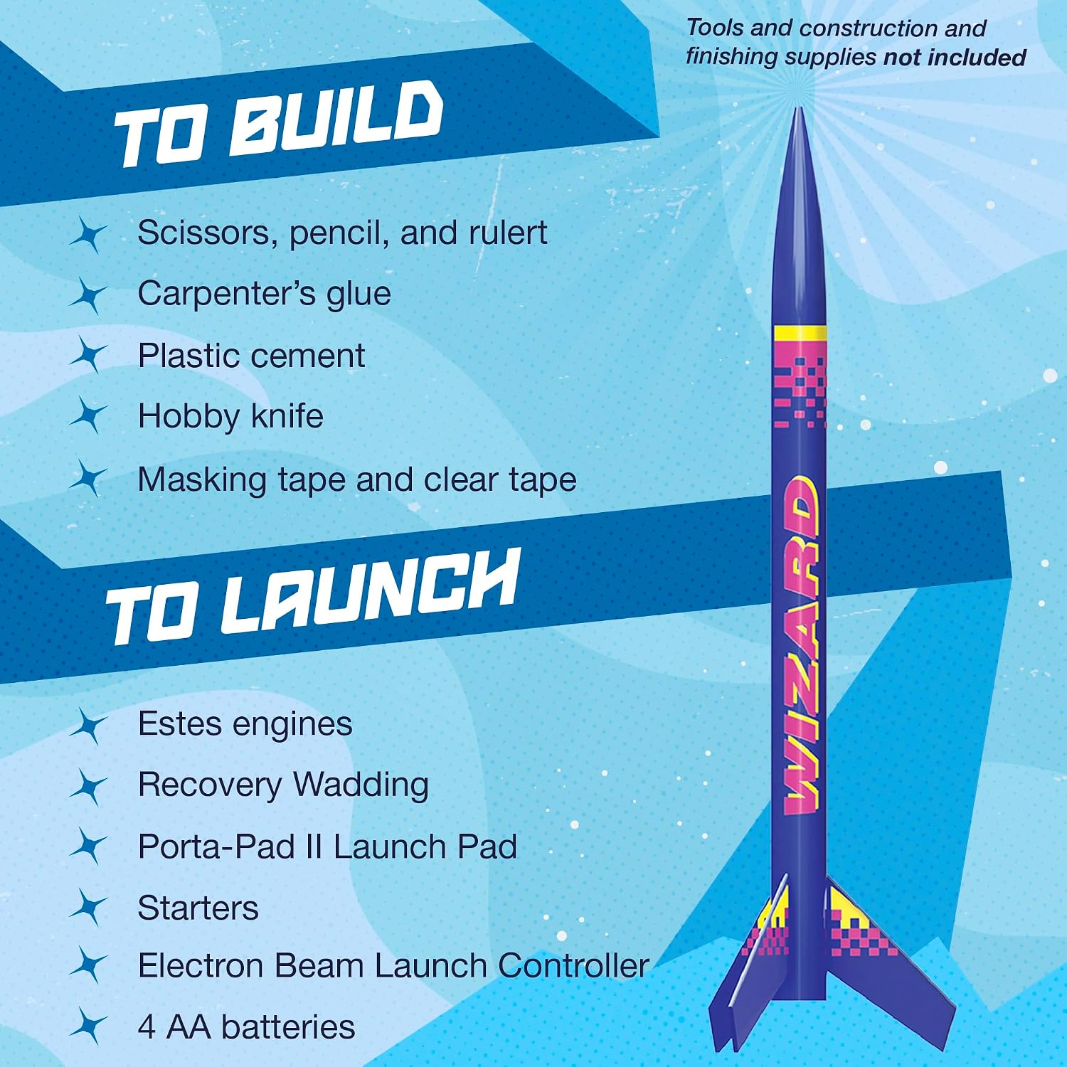 Estes 1754 Bulk Pack of 12 Wizard Rocket-Building Kits. Intermediate Flying-Rocket-Model Kits for Ages 10+. Classroom Science Experiments