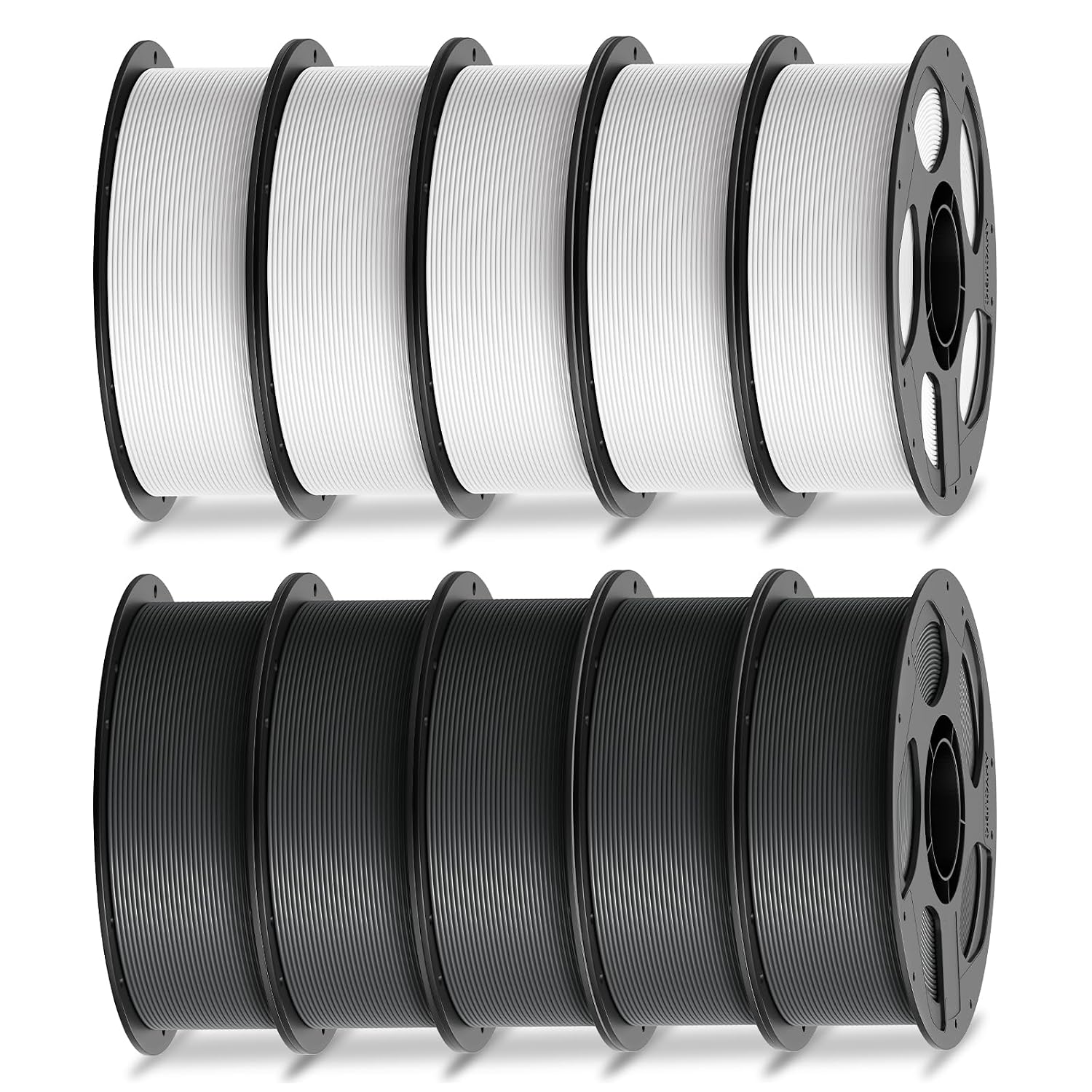ANYCUBIC PLA Filament 1.75mm Bundle. 3D Printer Filament 1.75mm Dimensional Accuracy +/- 0.02mm. 1KG Reusable Spool (2.2 lbs). 5KG White + 5KG Texture Grey. 10KG in Total