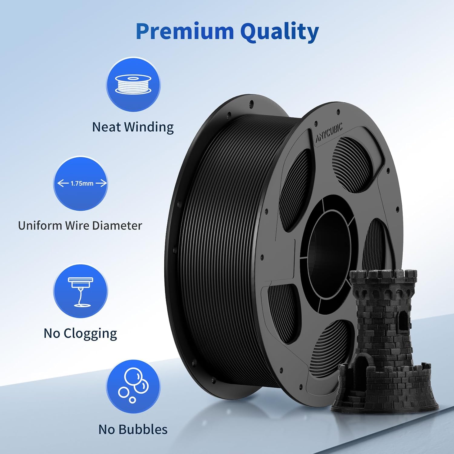 ANYCUBIC PLA Filament 1.75mm Bundle. 3D Printer Filament 1.75mm Dimensional Accuracy +/- 0.02mm. 1KG Reusable Spool (2.2 lbs). 5KG White + 5KG Texture Grey. 10KG in Total
