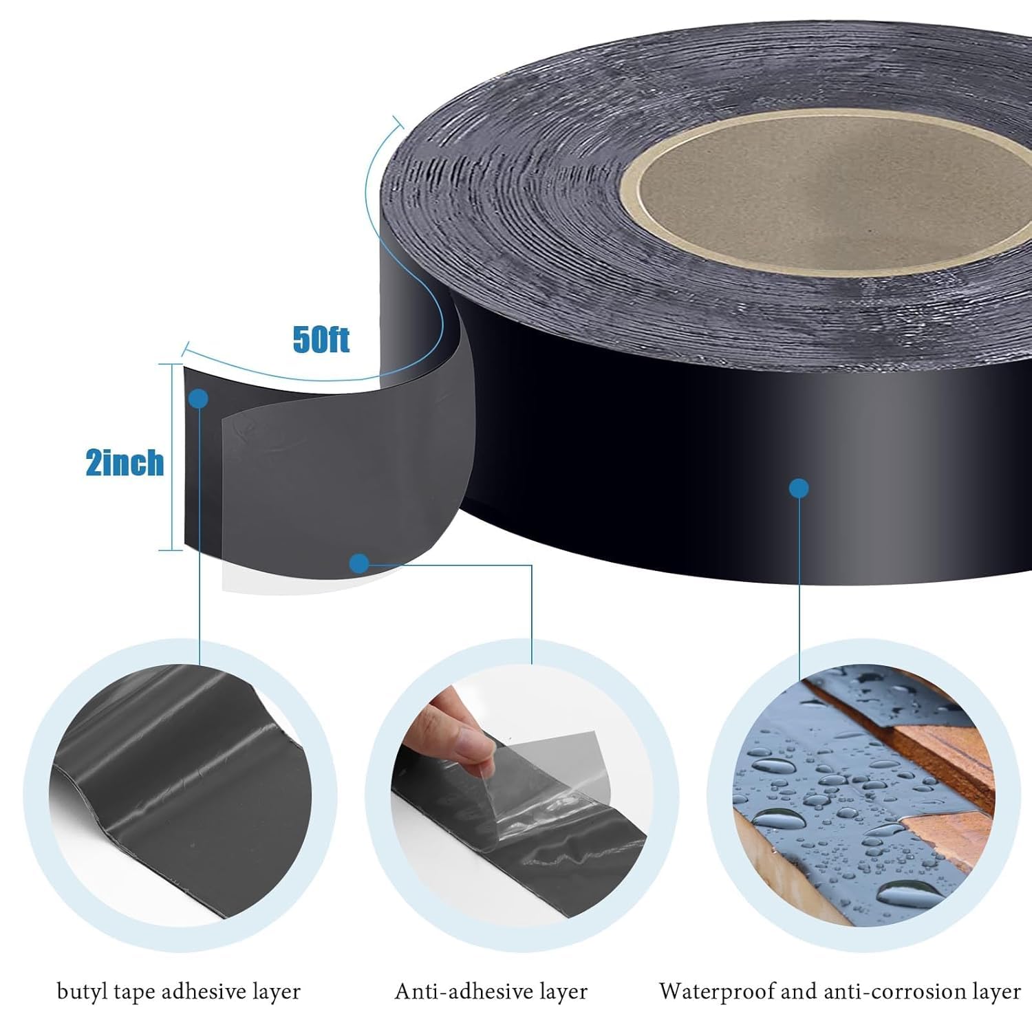Heelos Joist Tape for Decking 2''×50'.16 Pack Weather-Resistant Deck Joist Tape.Waterproof Seal Antiseptic Butyl Joists Tape.Self-Adhesive Flashing Joists Tape for Wood Decks Beams Roof
