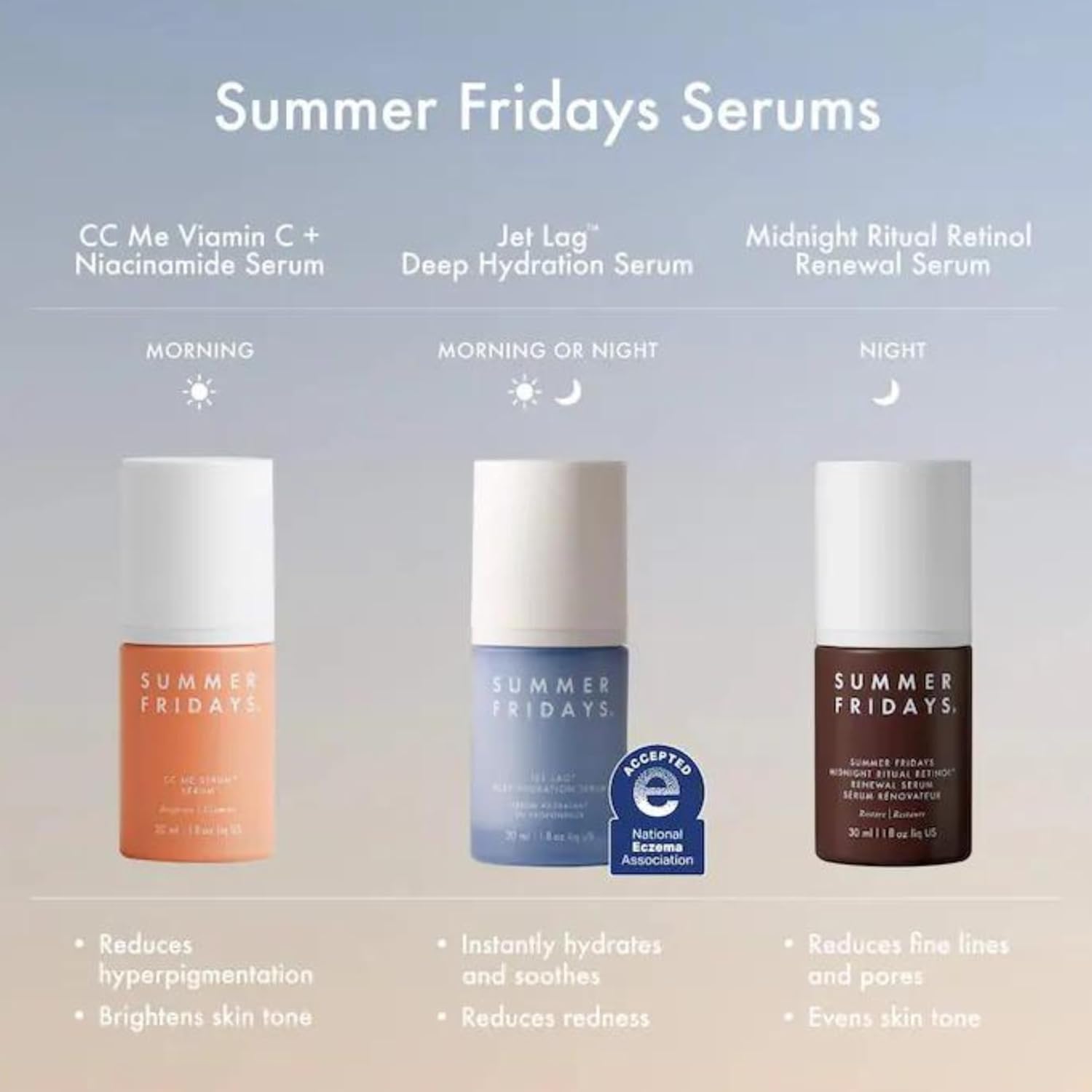 Summer Fridays Day and Night Face Serum Duo. Travel Skin Care Set (2 Ct) | Mini Jet Lag & Midnight Ritual Retinol Facial Serums. with Glycerin. Hyaluronic Acid. & Niacinamide for Smooth. Glowing Skin