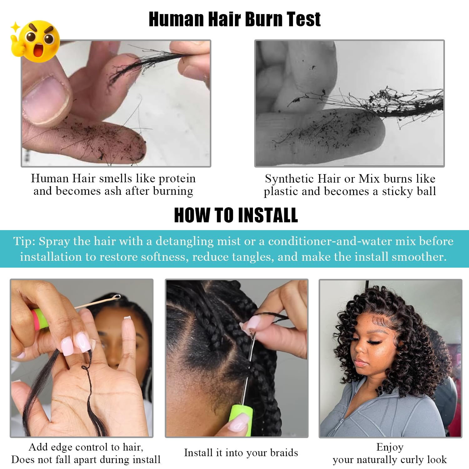 IVCoco Human Crochet Hair for Black Women 22 Inch Ocean Wave Crochet Human Hair Bundles 200g Pre-Separated Feather Crochet Human Hair Invisible Crochet Hair Extensions 160 Strands Natural Black