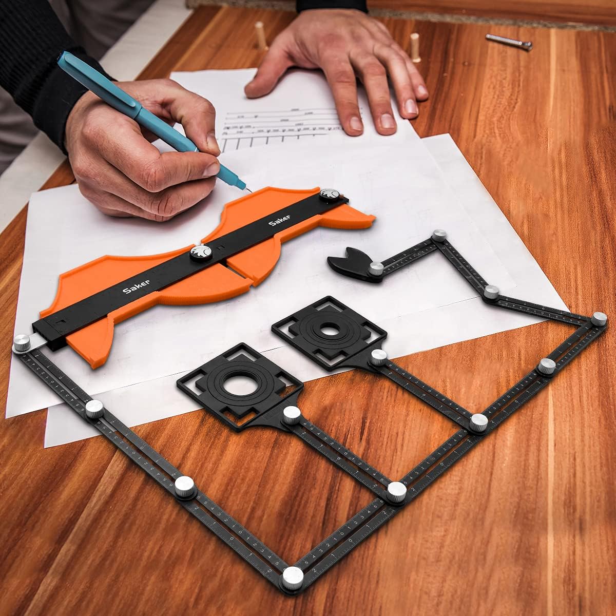 Saker Contour Gauge Profile Tool- Adjustable Lock-Precisely Copy Irregular Shape Duplicator -Irregular Welding Woodworking Tracing - Must Have Tool for DIY Handyman. Construction (Connection Package)