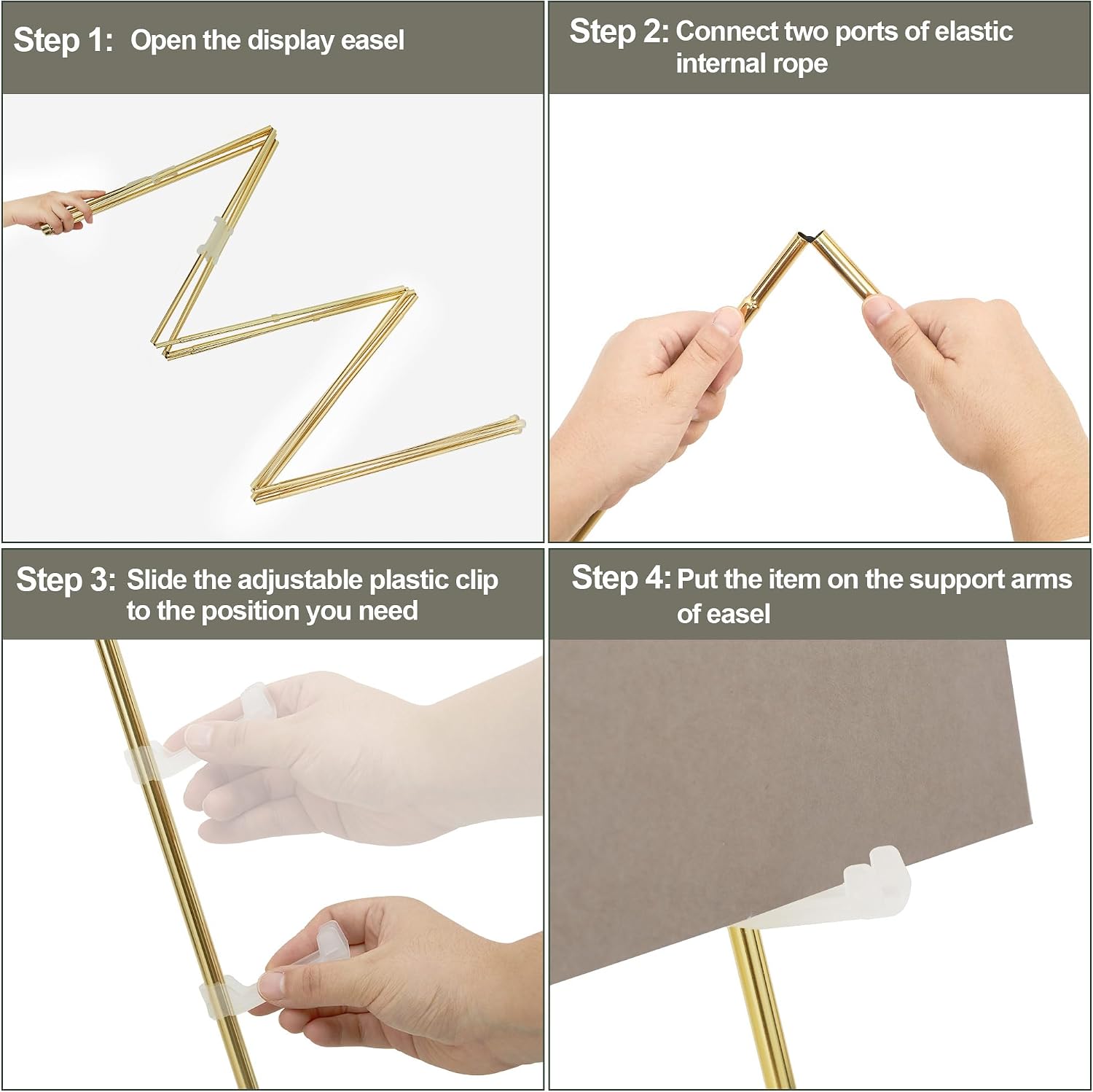 DANMO Easel Stand for Wedding Sign Poster 63'' Instant Display Easel for Floor Adjustable Metal Art Easel Gold 3 Pack