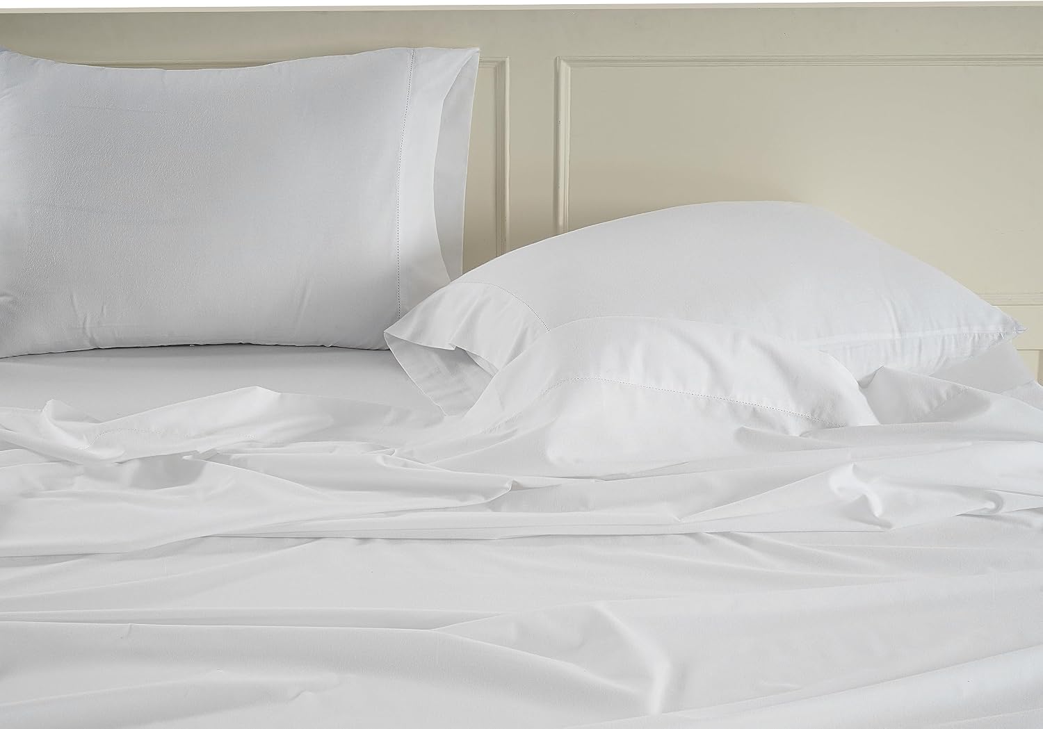 LANE LINEN Full Size Sheet Set 100% Organic Cotton Soft 8pc Percale - White | Full Sheet Set. 100% Organic Cotton Percale - Easy-Care Machine Washable. Breathable