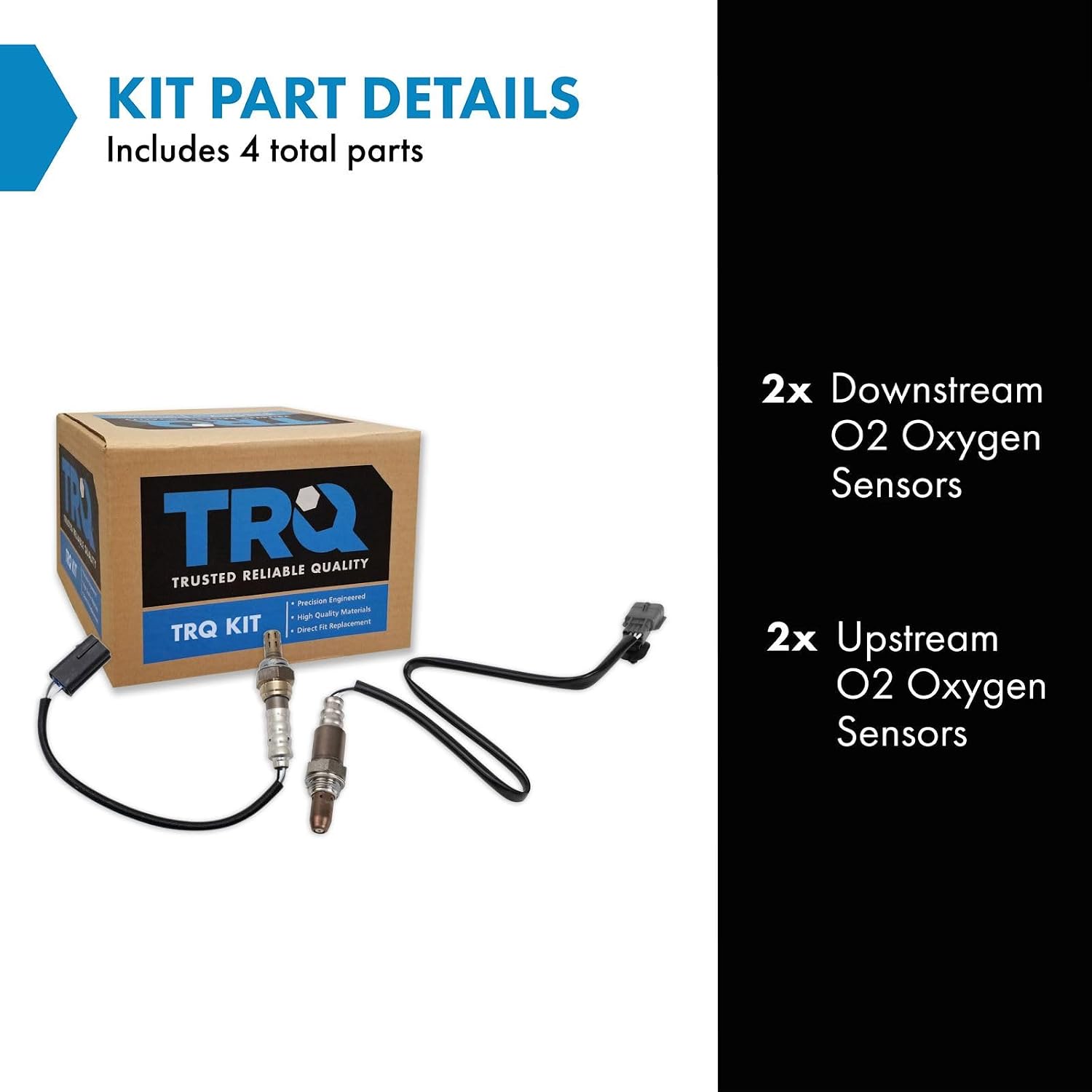 TRQ 4 Piece O2 Oxygen Sensor 4 Wire | For 2016 Infiniti QX80 V8 5.6L To 8/ 31/ 15 Upstream & Downstream 2015 Infiniti QX80 V8 5.6L From 8/ 01/