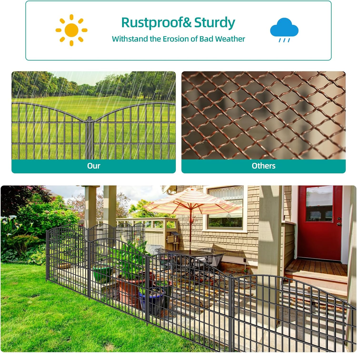 ULIOK 15 Panels Decorative Garden Fence. 32 in(H) X 37.9ft(L) No Dig Fence Panels Animal Barrier for Patio. Animal Ground Stakes Fencing for Garden. Rabbit Dog Temporary Fence for Outdoor Yard