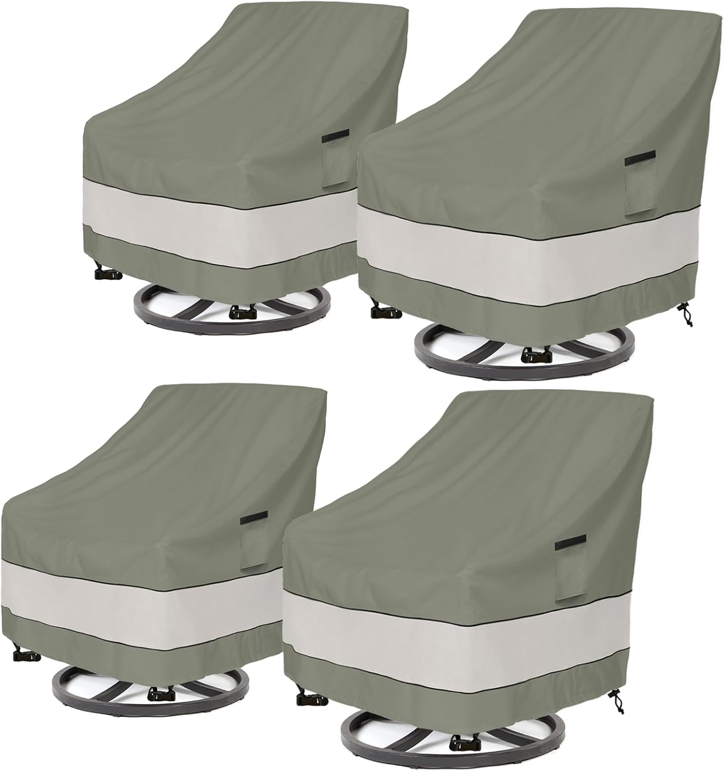 Aacabo Outdoor Swivel Chair Cover 4 Pack.Waterproof 100% Outdoor Patio Chair Covers.35W x 37 D x 38.5 H inches.Outside Furniture Lounge Deep Seat Cover -Grayish Green