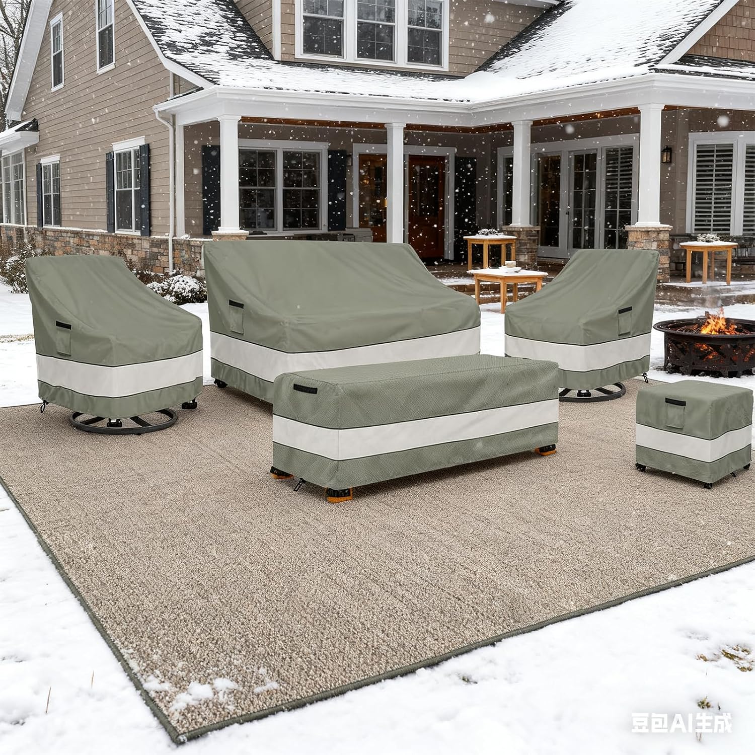 Aacabo Outdoor Swivel Chair Cover 4 Pack.Waterproof 100% Outdoor Patio Chair Covers.35W x 37 D x 38.5 H inches.Outside Furniture Lounge Deep Seat Cover -Grayish Green