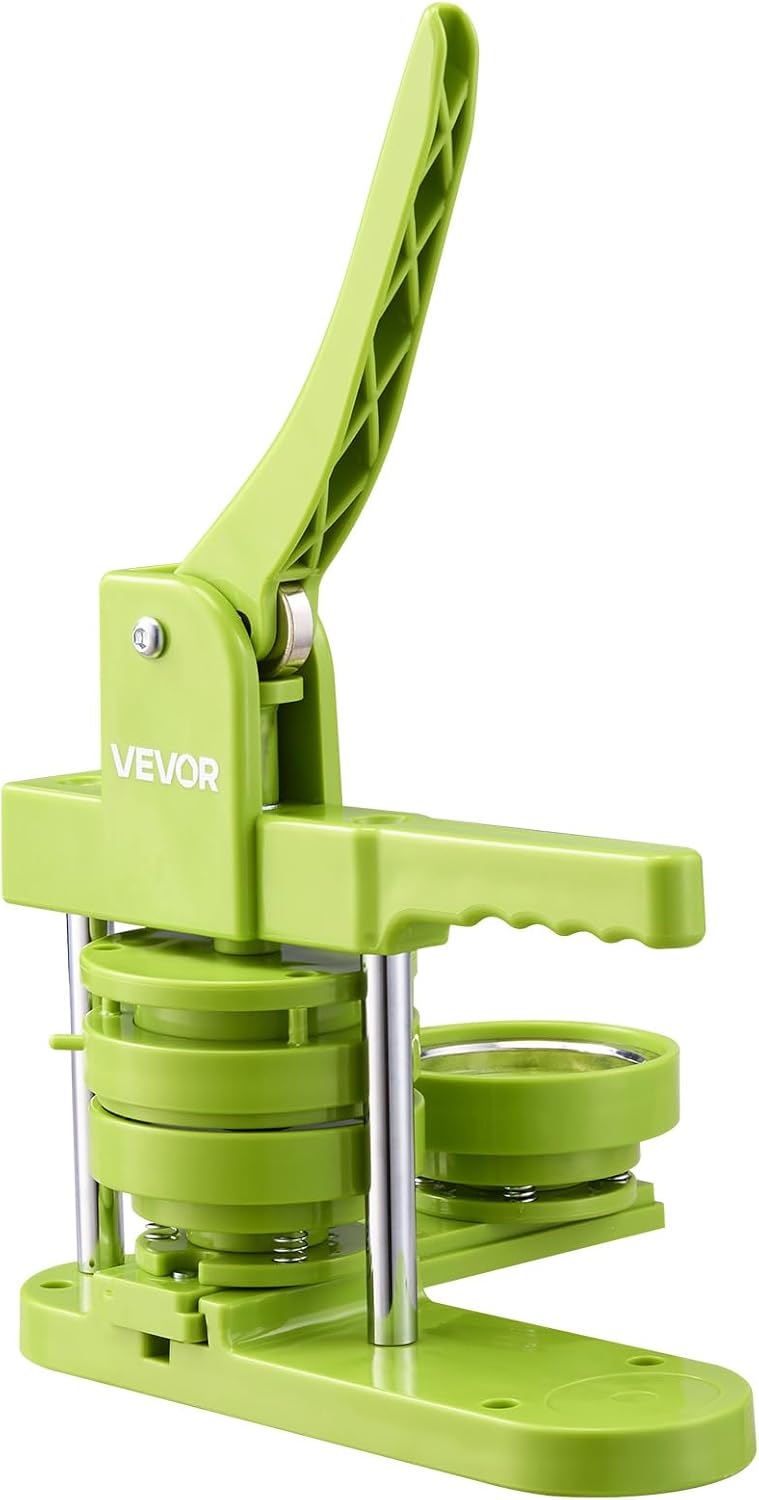 VEVOR Button Maker Machine. 3in/75mm Plastic Pin Maker with 100pcs Button Parts. Mr. Panda Magic Book. Circle Cutter and Hex Wrenches. Reinforced Ergonomic Handle. for DIY Badges. Personalized Pins
