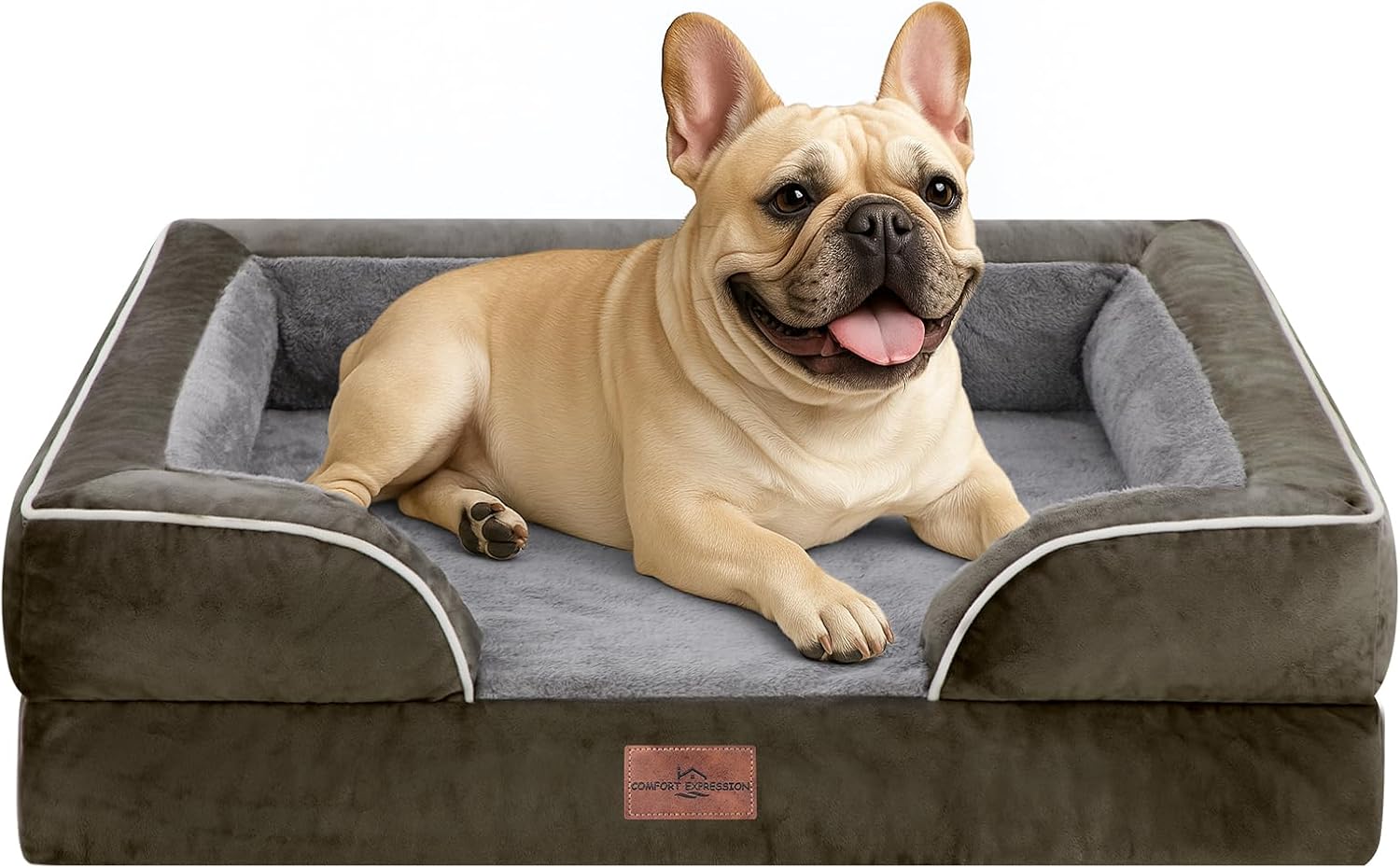 Comfort Expression Waterproof Orthopedic Dog Bed for Medium Size Dog | Supportive Egg Crate Foam Medium Pet Bed with Removable Bolsters. Dog Couch with Washable Cover & Non-Slip Bottom. 30x20 Inch