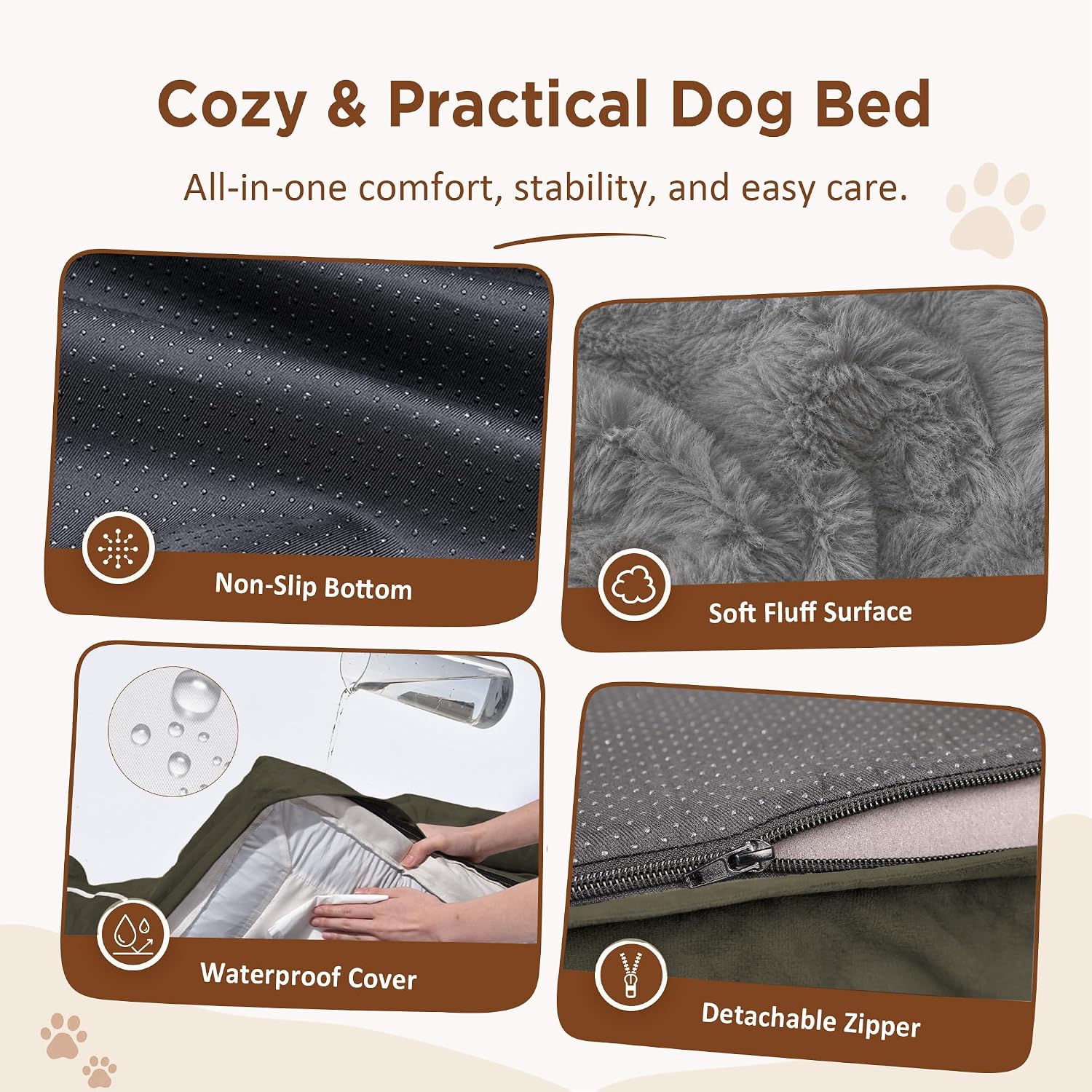 Comfort Expression Waterproof Orthopedic Dog Bed for Medium Size Dog | Supportive Egg Crate Foam Medium Pet Bed with Removable Bolsters. Dog Couch with Washable Cover & Non-Slip Bottom. 30x20 Inch