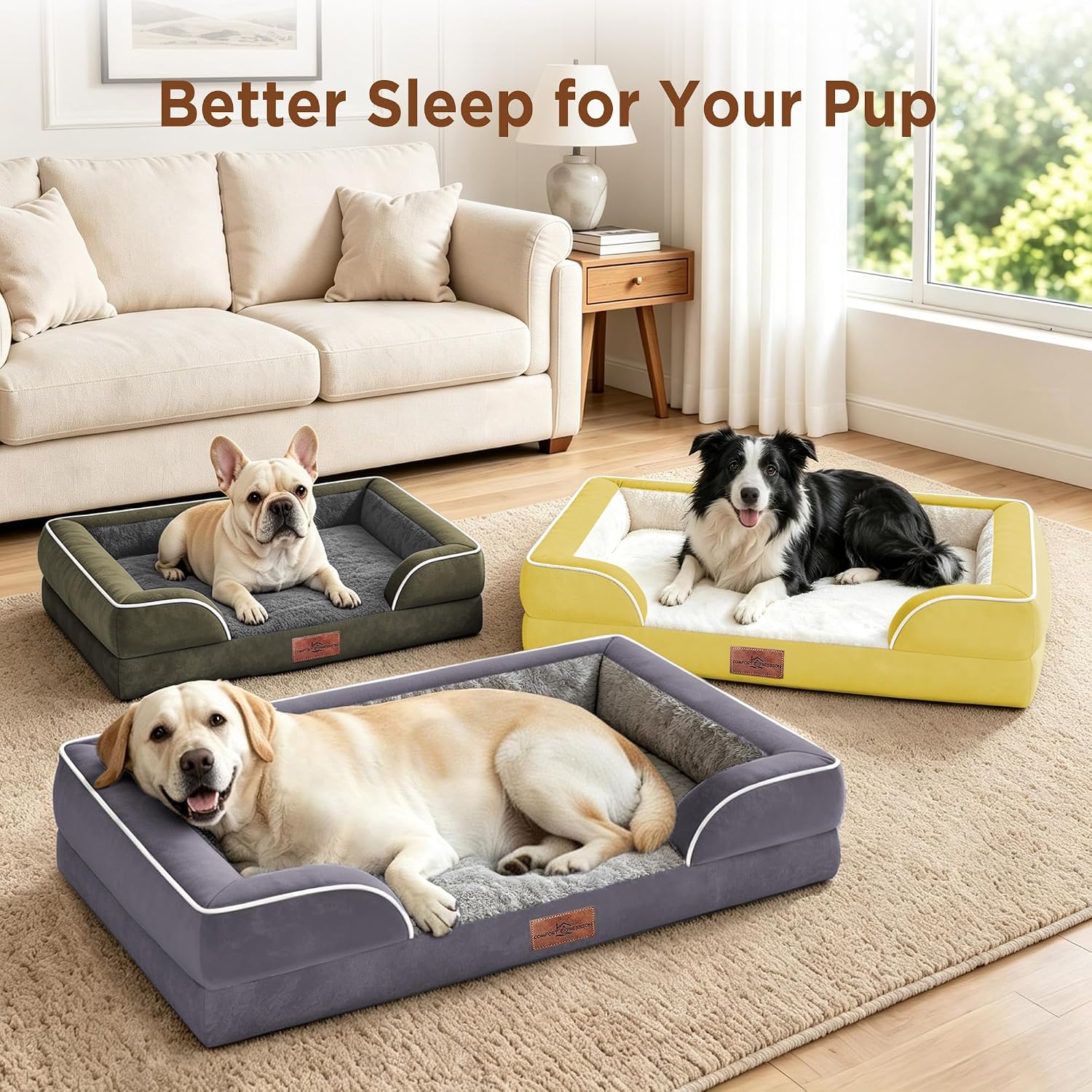 Comfort Expression Waterproof Orthopedic Dog Bed for Medium Size Dog | Supportive Egg Crate Foam Medium Pet Bed with Removable Bolsters. Dog Couch with Washable Cover & Non-Slip Bottom. 30x20 Inch