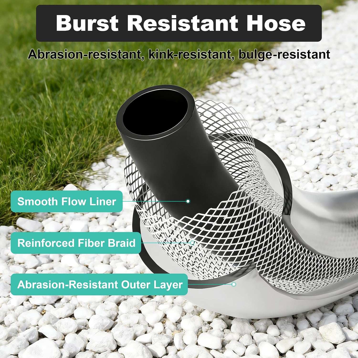 Retractable Garden Hose Reel - 5/8 in x 100 ft Automatic Wall Mount Heavy Duty Automatic Water Hose Reel with 9 Patterns Nozzle. Kink-Resistant Hose. 180° Swivel. Auto-Lock for Outdoor Watering