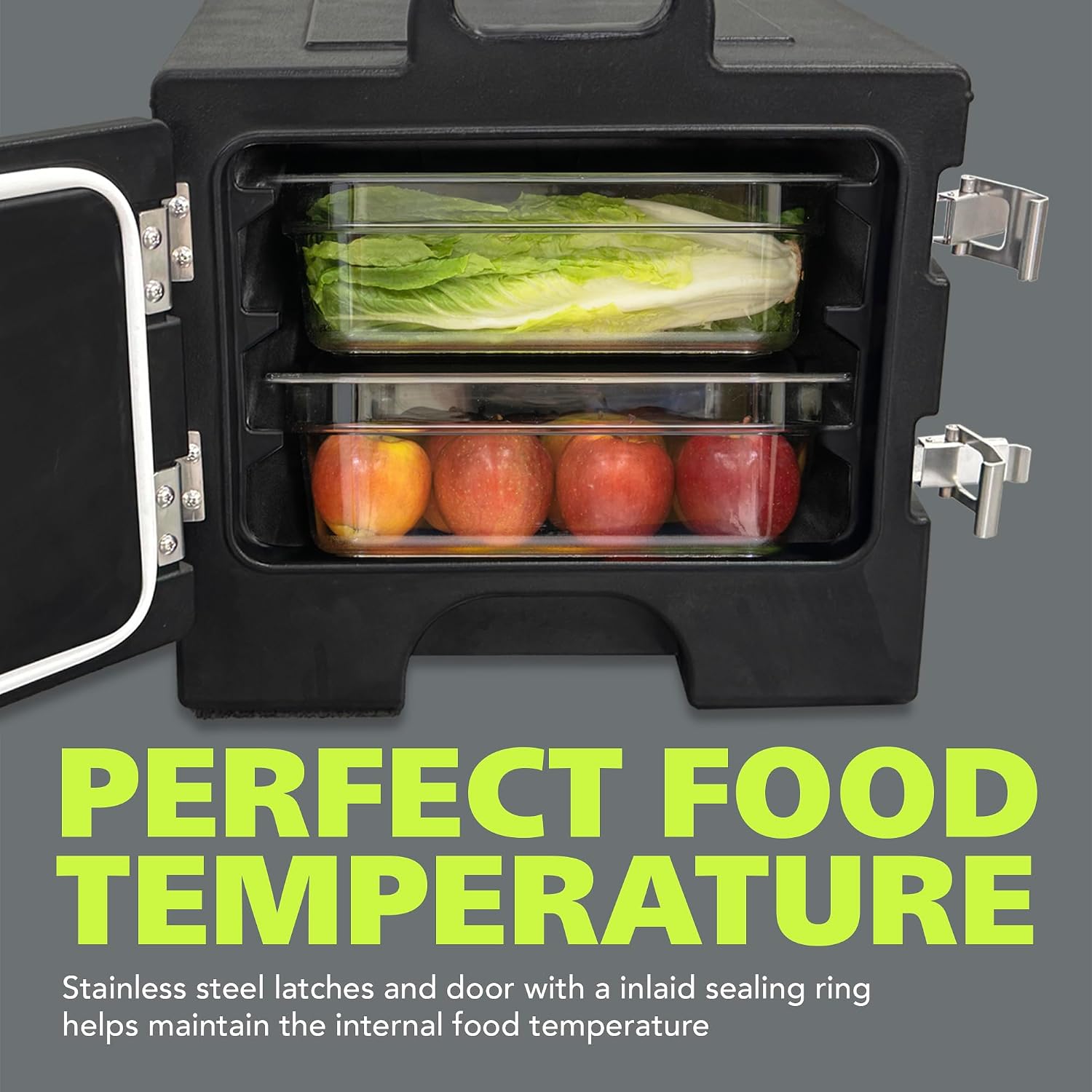 Pearington 40qt Food Carrier. 304 Stainless Steel Latch. Portable Food Warmer. Black