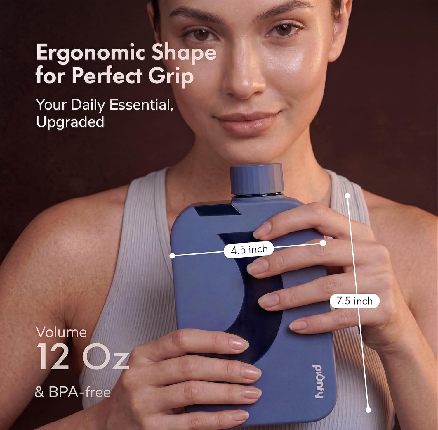 PIURIFY Flask Hydrogen Water Bottle | 8.630 PPB | 12 OZ | BPA-Free | Self-Cleaning | 5000 mAh Battery | USA Certified | Blue