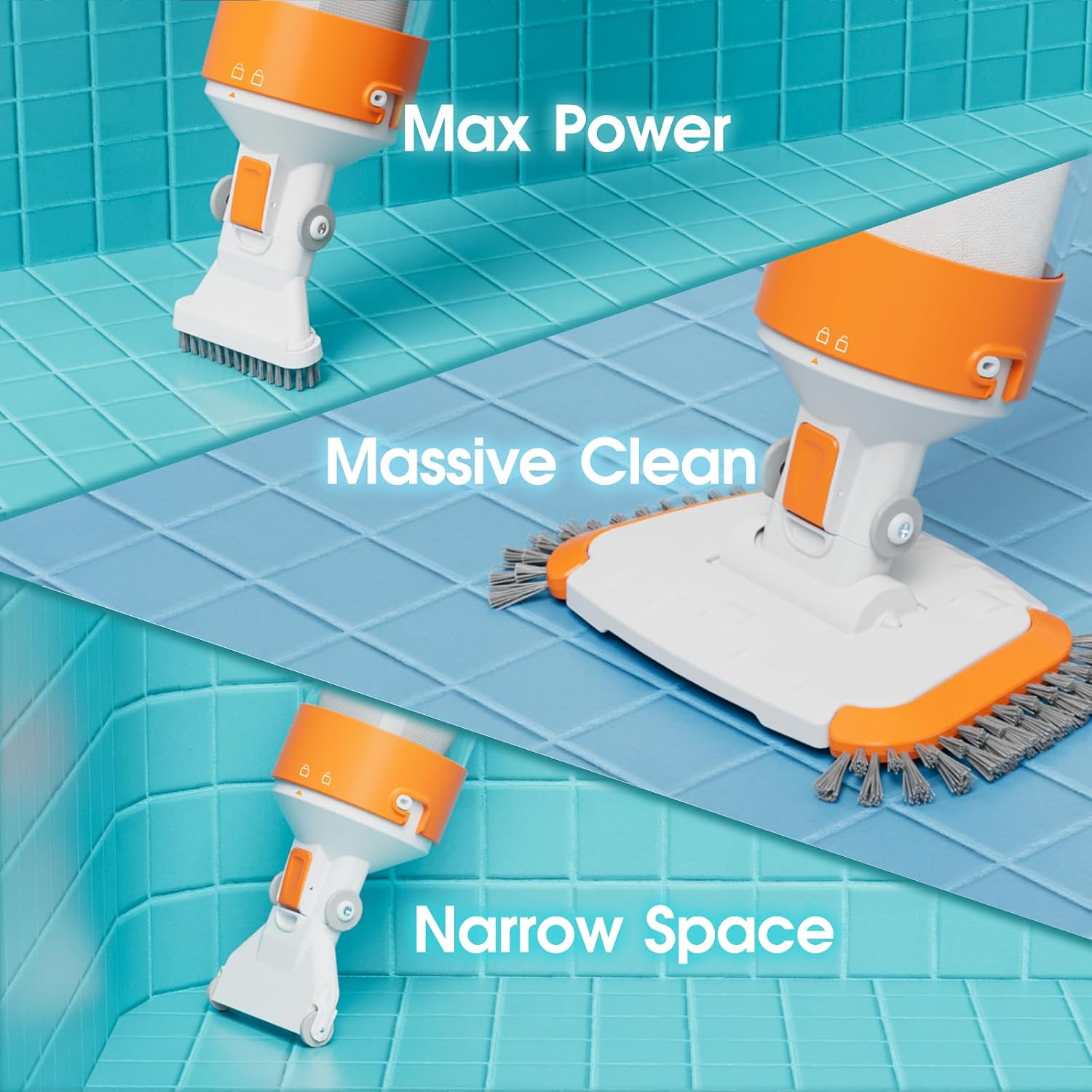AQUAFYSH Cordless Pool Vacuum-True Powerful Suction 18.9GPM. 100inch. 1H Runtime. 25µm Fluff Ultra Fine Filter.Handheld Rechargeable Hot Tub Cleaner with Poles for Above Ground&Inground Pool