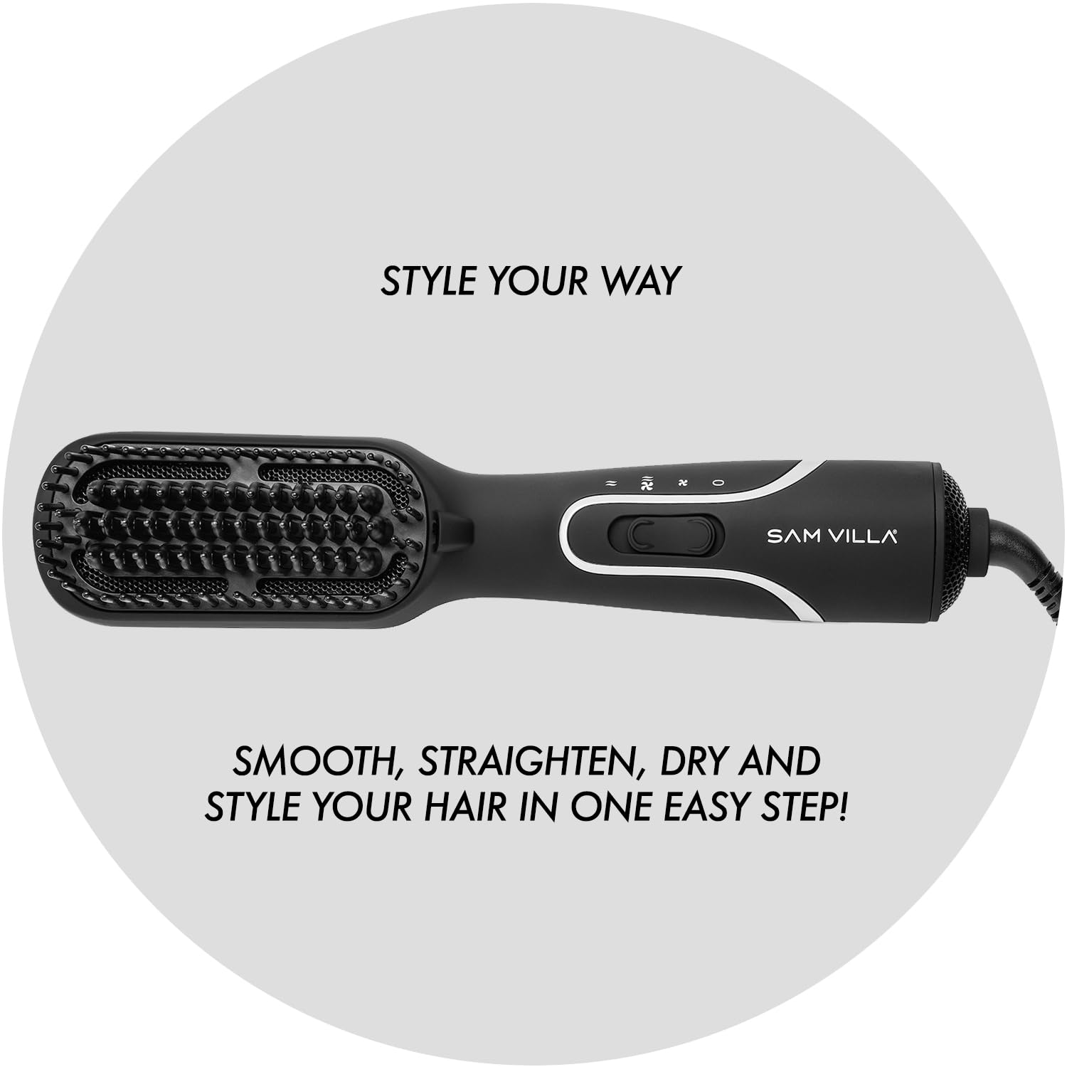 Sam Villa Pro Results 3-in-1 Blow Dryer Brush Straightener & Blowout Brush