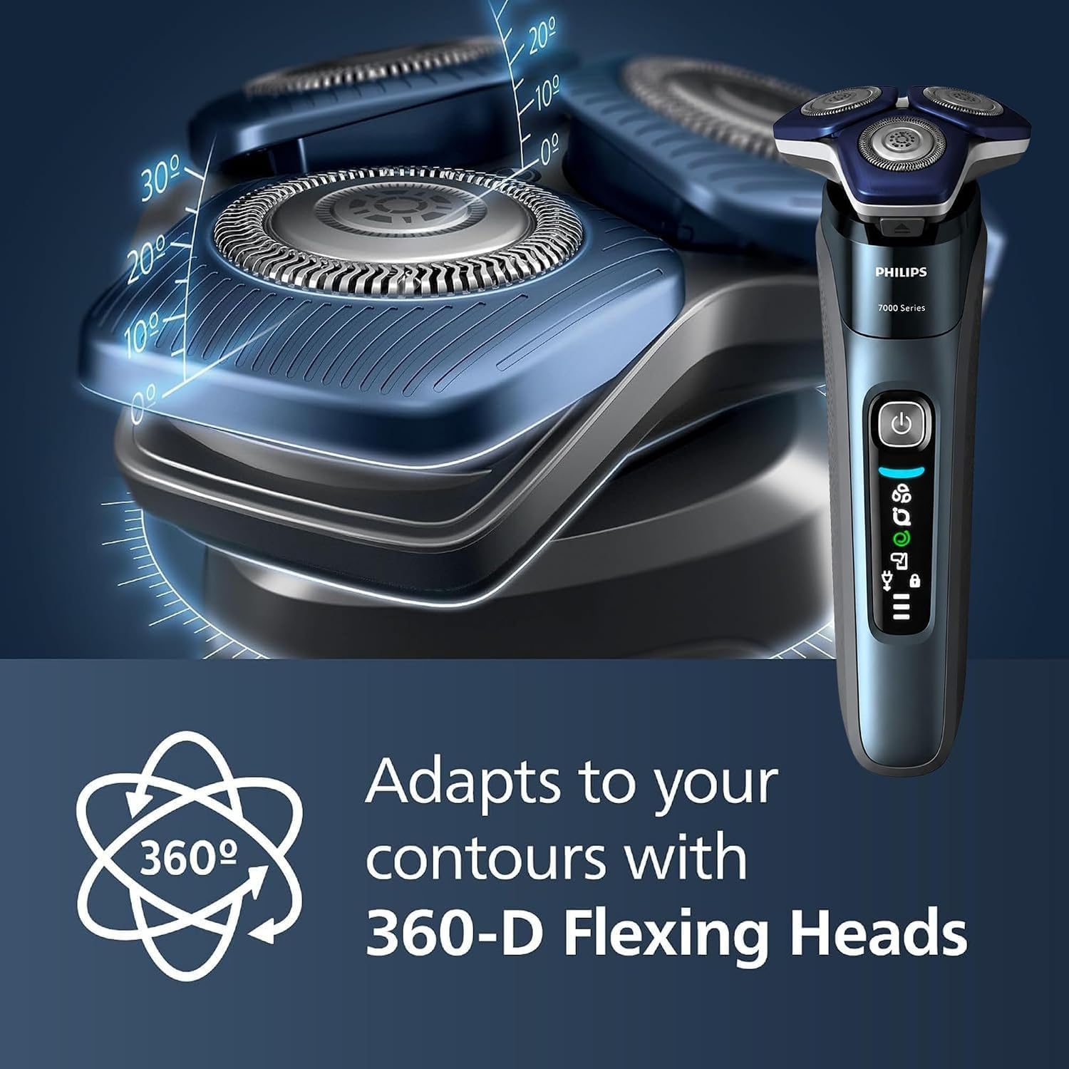 Philips Rechargeable Wet/Dry Electric Shaver with SenseIQ and Comfort Glide Ring Technology. Battery Powered. Silver