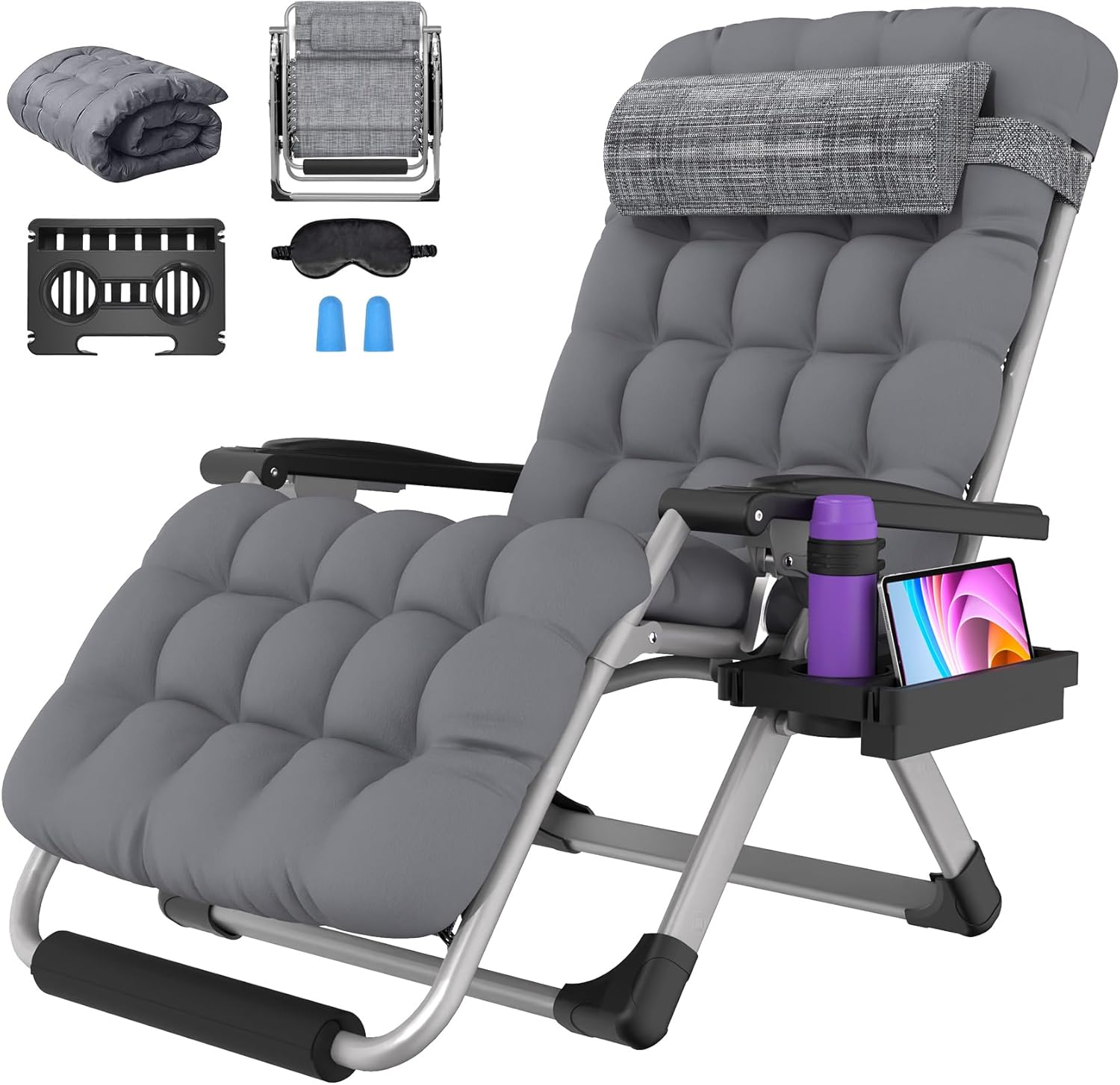 Suteck Oversized Zero Gravity Chair.500LBS 33In XXL Outdoor Recliner Chairs | w/Removable Cushion&Headrest. Camping Lounge Chair w/ Upgraded Lock&Footrest. Reclining Patio Chairs for Indoor Outdoor
