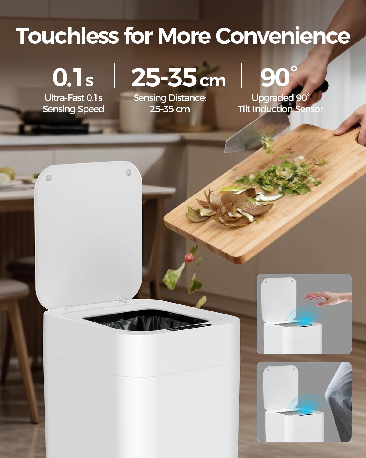 WITBOX V1 Self-Sealing & Self-Changing Automatic Trash Can. 5.3 Gallon (20L) Smart Trash Can Motion Sensor. Touchless Garbage Can with Lid for Kitchen. Bathroom. Bedroom. Office. Odor-Sealing Design