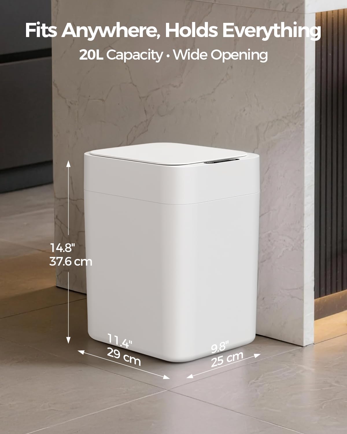 WITBOX V1 Self-Sealing & Self-Changing Automatic Trash Can. 5.3 Gallon (20L) Smart Trash Can Motion Sensor. Touchless Garbage Can with Lid for Kitchen. Bathroom. Bedroom. Office. Odor-Sealing Design