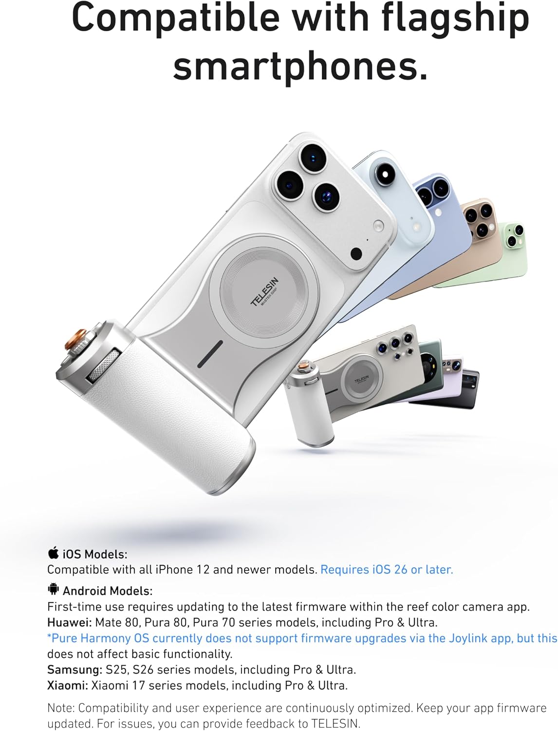 TELESIN Pro Shot Imaging Grip + Beauty Selfie Flash Light Bundle Kit | DSLR Style Feel. Ergonomic Grip. Strong Magnetic Hold | MagSafe Creator Kit for iPhone & Android | for Selfie. YouTube. Zoom Call