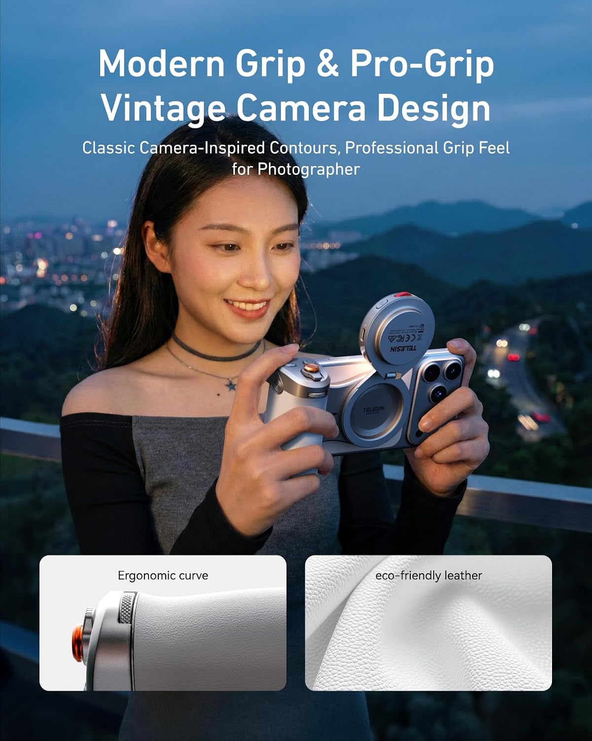 TELESIN Pro Shot Imaging Grip + Beauty Selfie Flash Light Bundle Kit | DSLR Style Feel. Ergonomic Grip. Strong Magnetic Hold | MagSafe Creator Kit for iPhone & Android | for Selfie. YouTube. Zoom Call