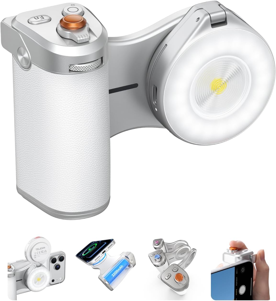 TELESIN Pro Shot Imaging Grip + Beauty Selfie Flash Light Bundle Kit | DSLR Style Feel. Ergonomic Grip. Strong Magnetic Hold | MagSafe Creator Kit for iPhone & Android | for Selfie. YouTube. Zoom Call