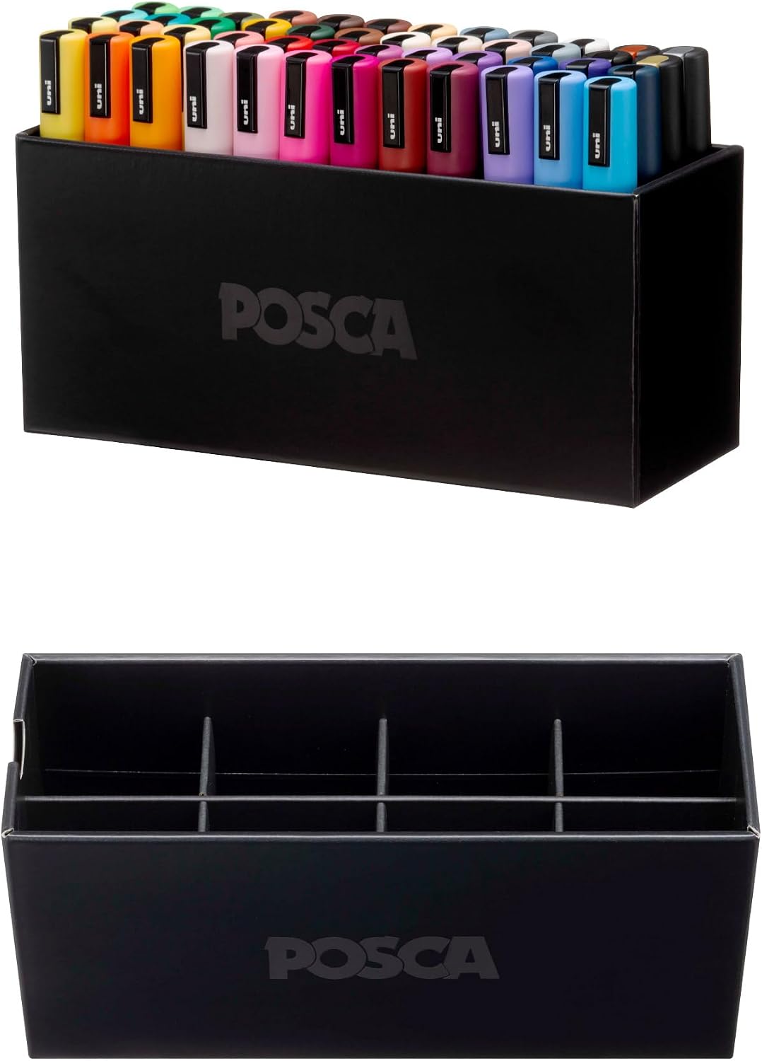 POSCA® PC-5M Paint Markers. Medium (1.8-2.5mm). Assorted. 48 Pack & Caddy | Includes POSCA display caddy with compartments. water-based opaque paint for 50+ surfaces. quick-drying. ACMI-certified