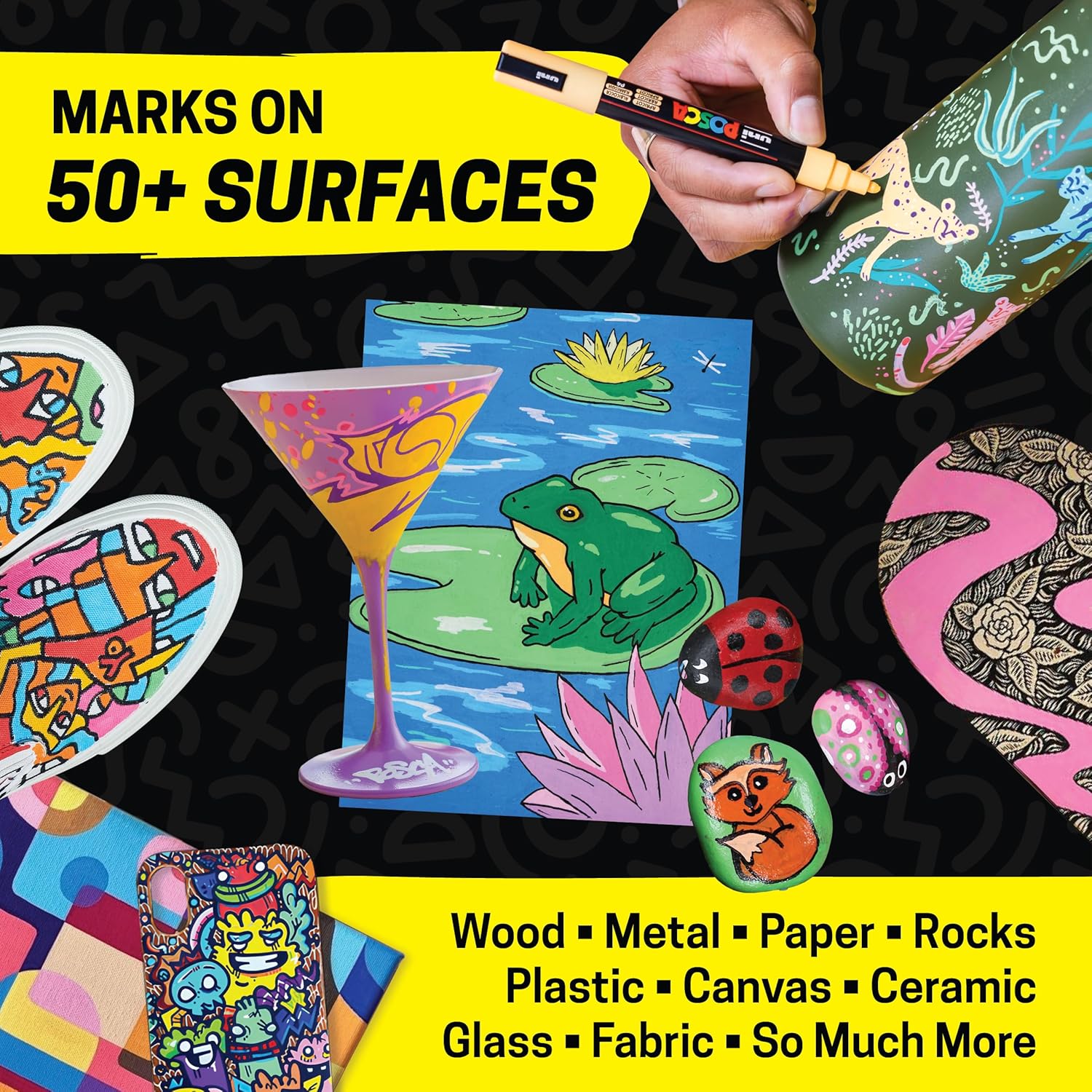 POSCA® PC-5M Paint Markers. Medium (1.8-2.5mm). Assorted. 48 Pack & Caddy | Includes POSCA display caddy with compartments. water-based opaque paint for 50+ surfaces. quick-drying. ACMI-certified