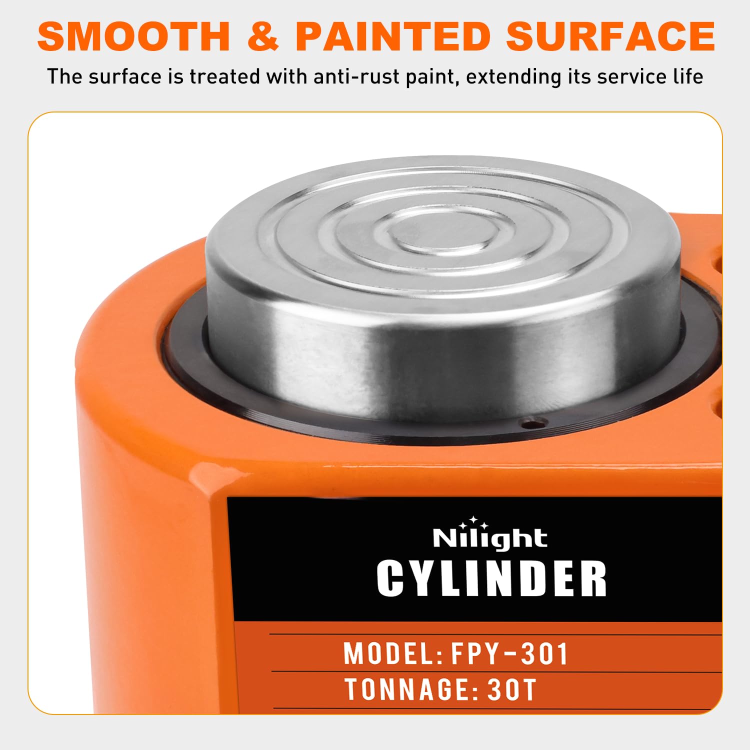 Nilight 30Ton Hydraulic Cylinder Jack Porta Power Ram Single Acting Lifting | Heavy Duty Low Profile 0.55 Inch Stroke Automatically Retract Mini Jack Ram Cylinders for Machinery Shipbuilding. Orange