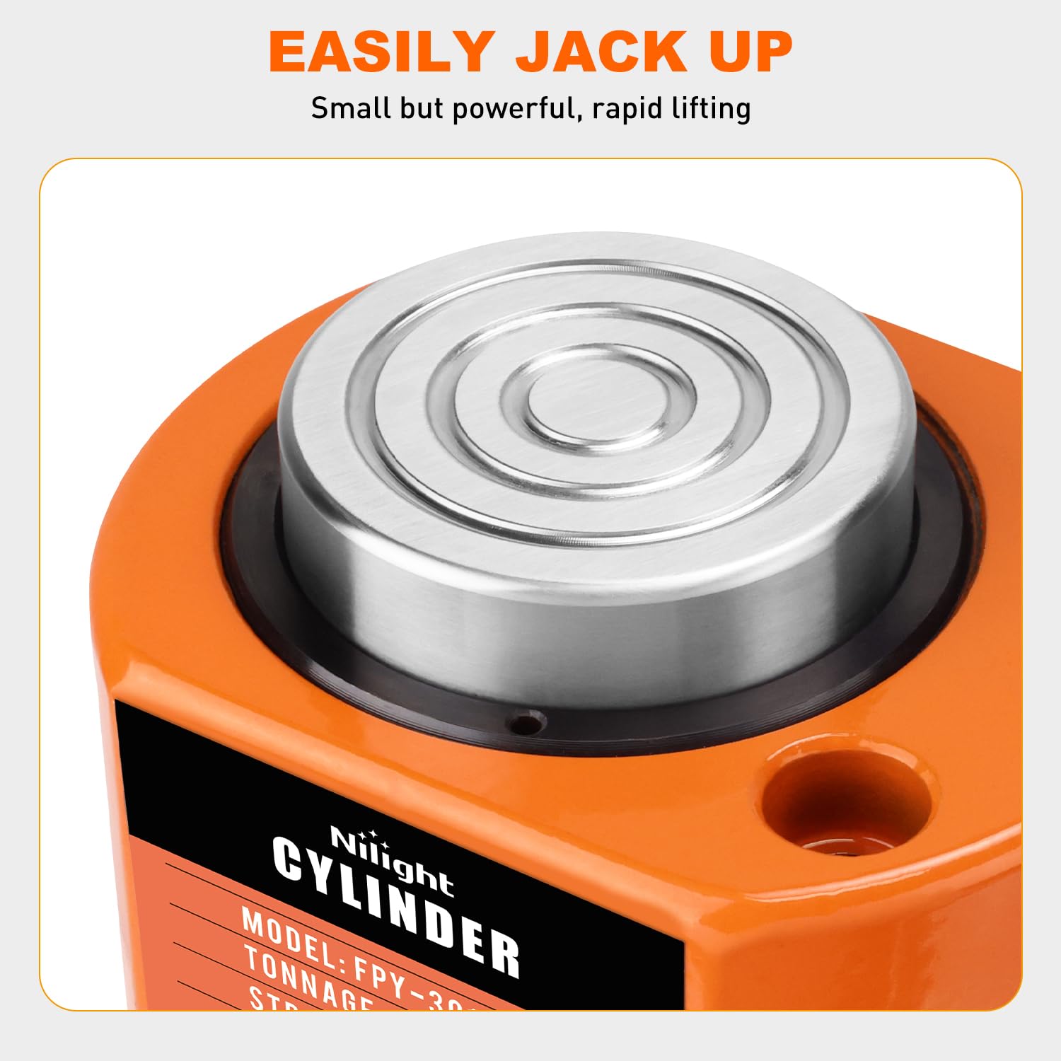Nilight 30Ton Hydraulic Cylinder Jack Porta Power Ram Single Acting Lifting | Heavy Duty Low Profile 0.55 Inch Stroke Automatically Retract Mini Jack Ram Cylinders for Machinery Shipbuilding. Orange