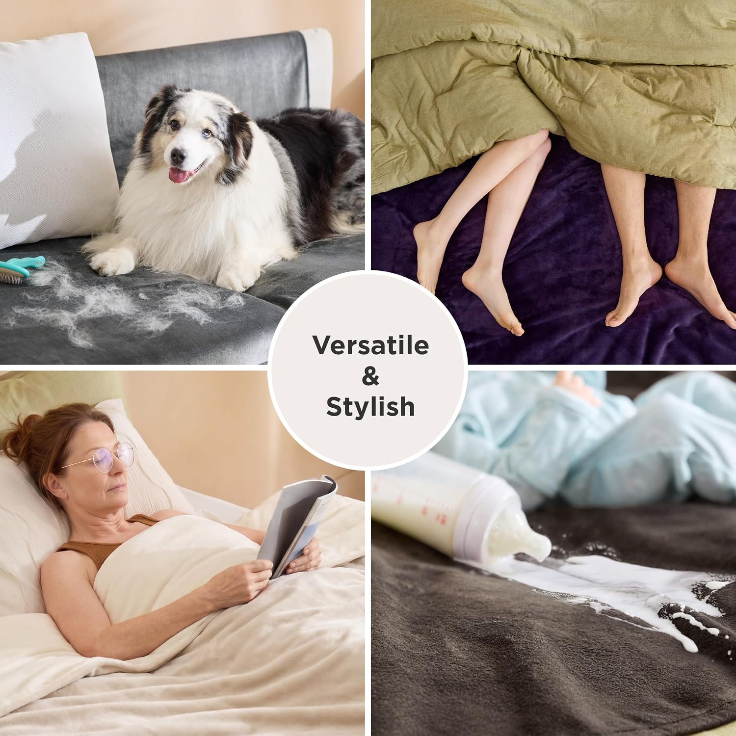 Bedsure Waterproof Blanket Soft Flannel Fleece Couch Cover.50x60 Cream | Dog Blankets for Large Senior Dogs .Washable Throw for Pet Cat Leakproof.Furniture Protector for Travel Camping