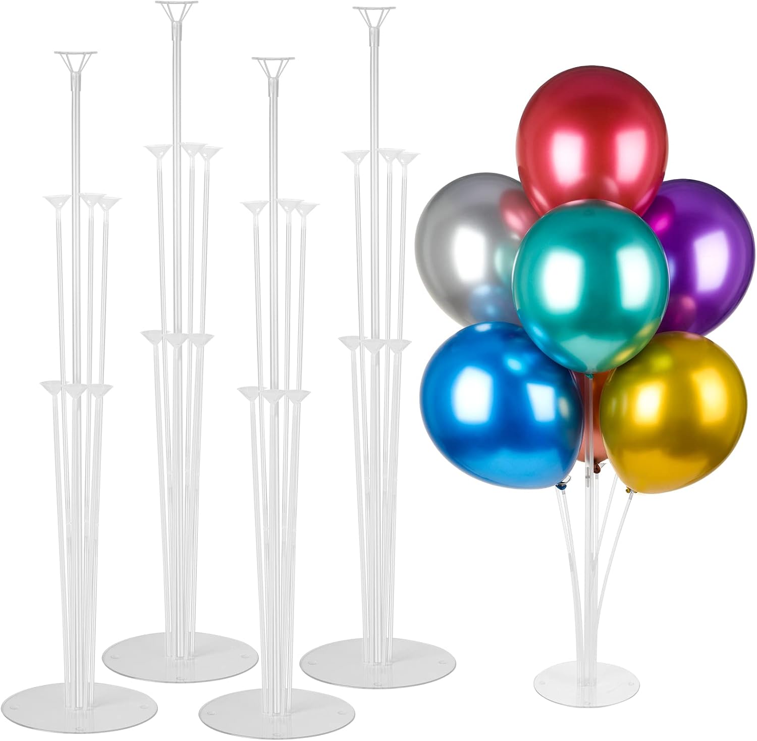 Voircoloria 4 Sets Balloon Stand Kits. Balloon Sticks Holder with Base for Table Graduation Birthday Baby Shower Gender Reveal Party Decorations