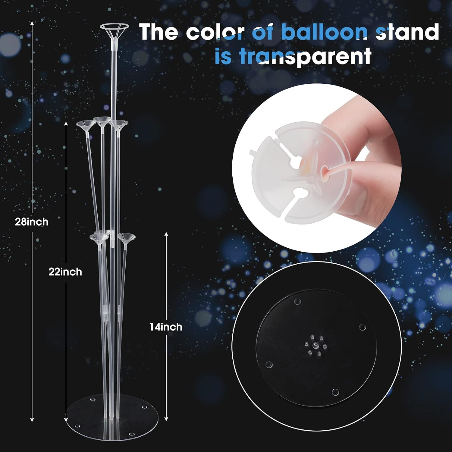 Voircoloria 4 Sets Balloon Stand Kits. Balloon Sticks Holder with Base for Table Graduation Birthday Baby Shower Gender Reveal Party Decorations