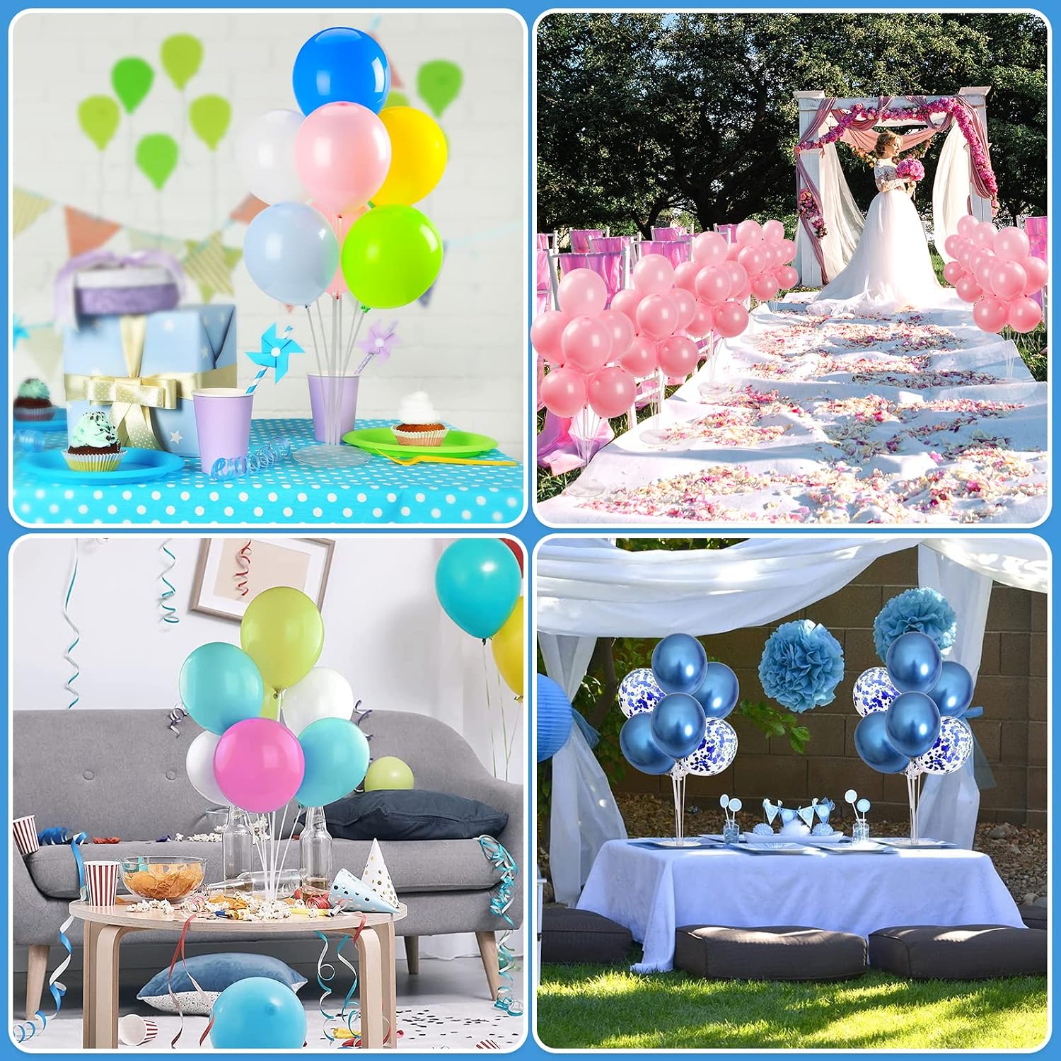Voircoloria 4 Sets Balloon Stand Kits. Balloon Sticks Holder with Base for Table Graduation Birthday Baby Shower Gender Reveal Party Decorations