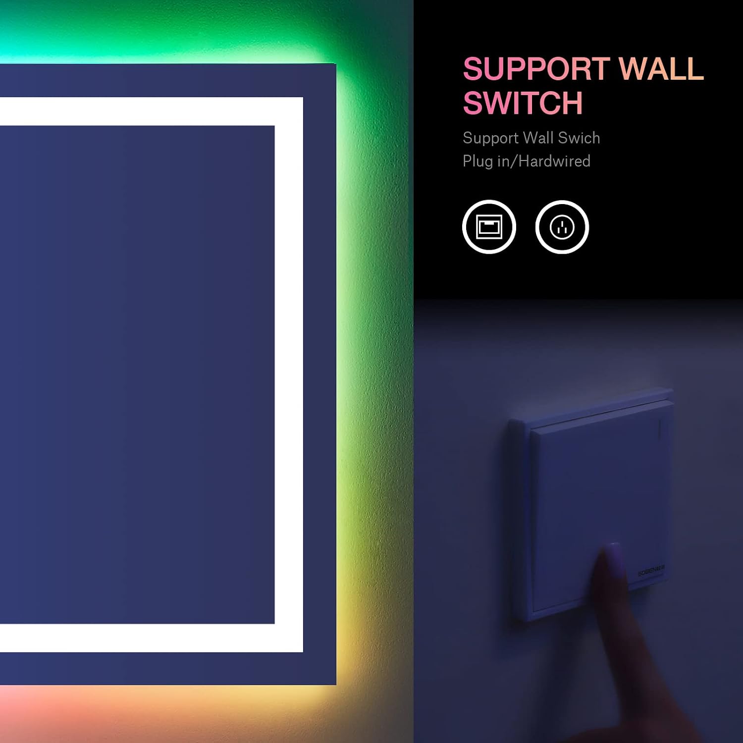 LOAAO 24X30 RGB LED Bathroom Mirror with Lights. UL Listed | Anti-Fog. Dimmable. RGB Backlit + Front Lighted. Memory Function. Tempered Glass. UL Listed