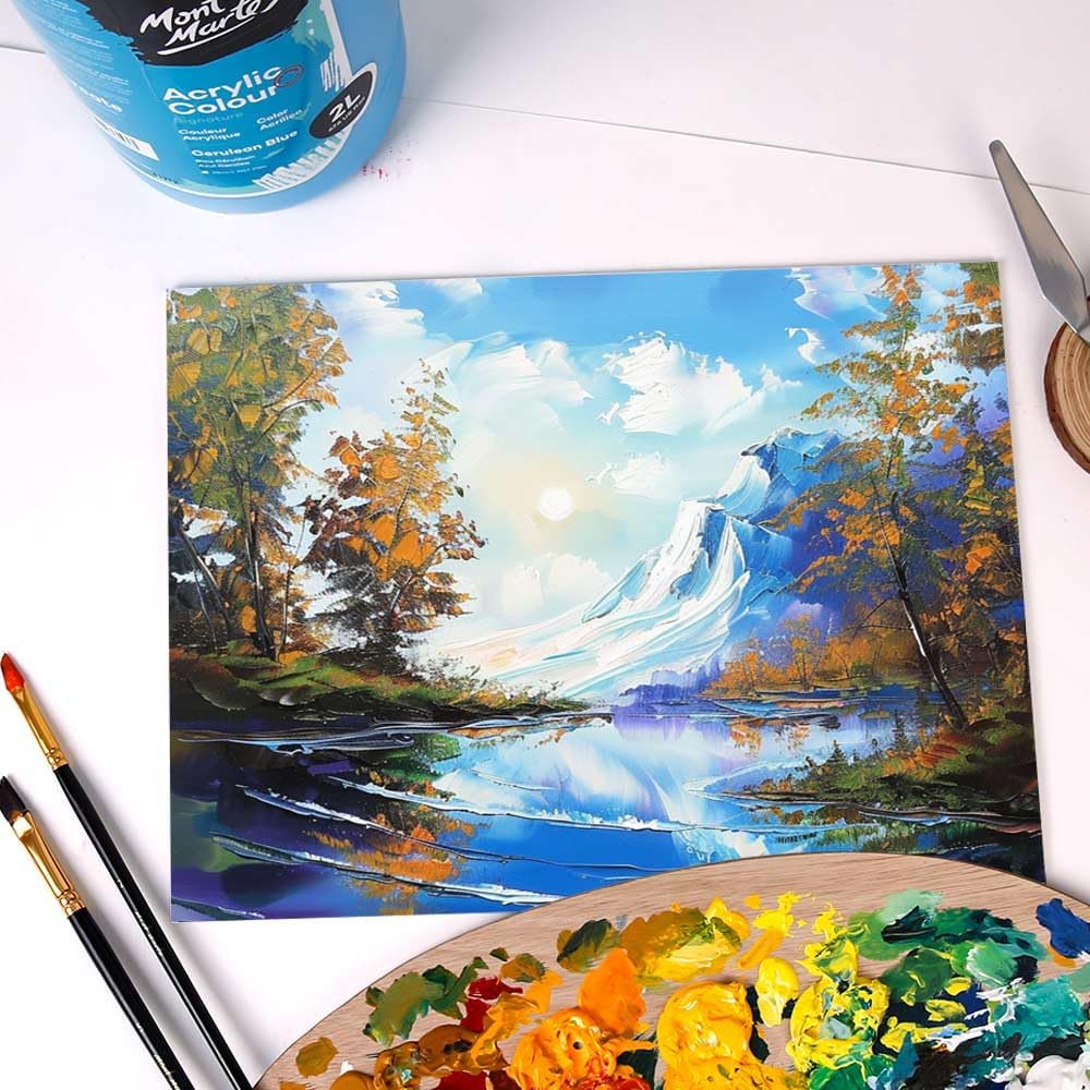 Mont Marte Discovery School Acrylic. 6 Basic Colors. 1/2 Gallon (2 Liter). Ideal for Students and Artists. Excellent Coverage and Fast Drying. Pump Lid Included