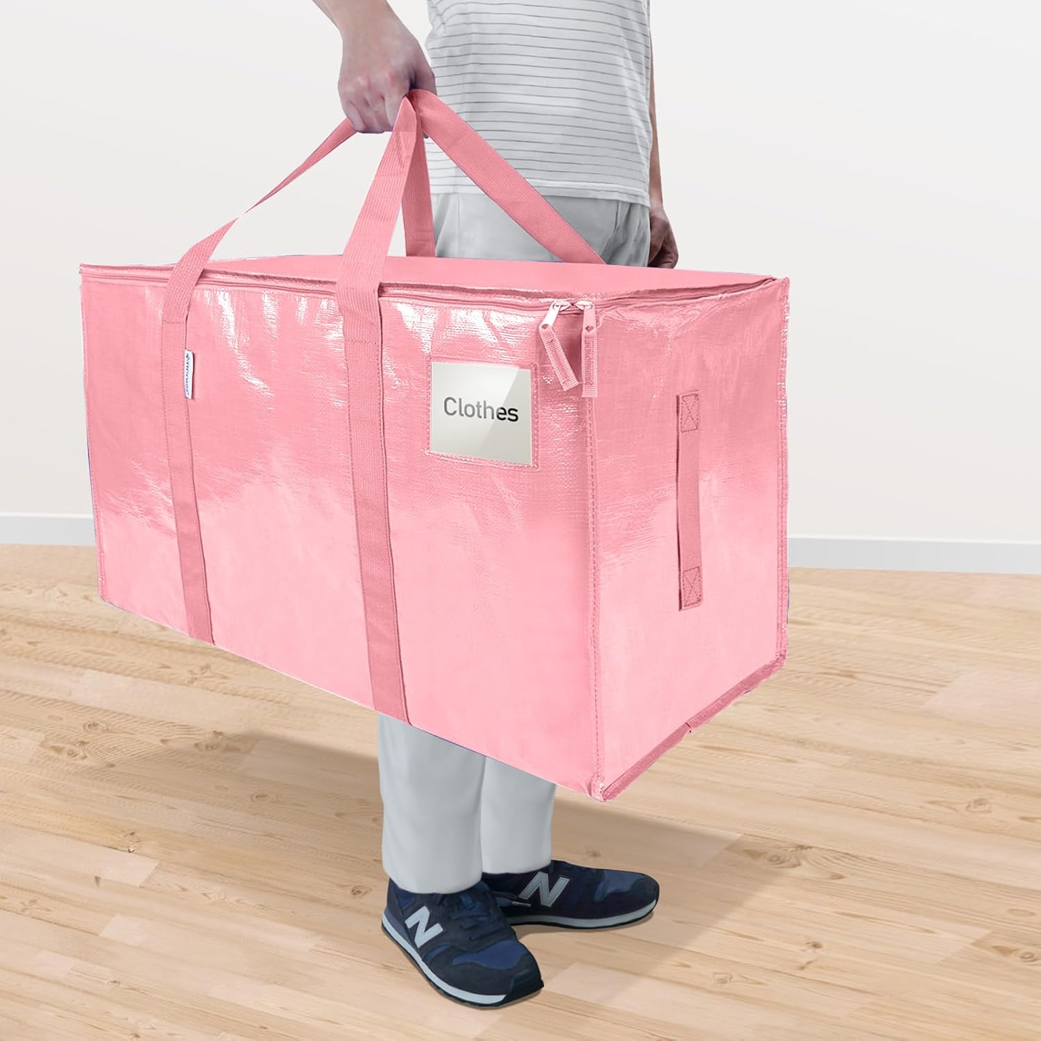TICONN 2 Pack Extra Large Moving Bags Heavy Duty with Zippers & Carrying Handles. Durable Storage Bags Moving Boxes for Closet Organizers and Storage (2 Pack. Coral)