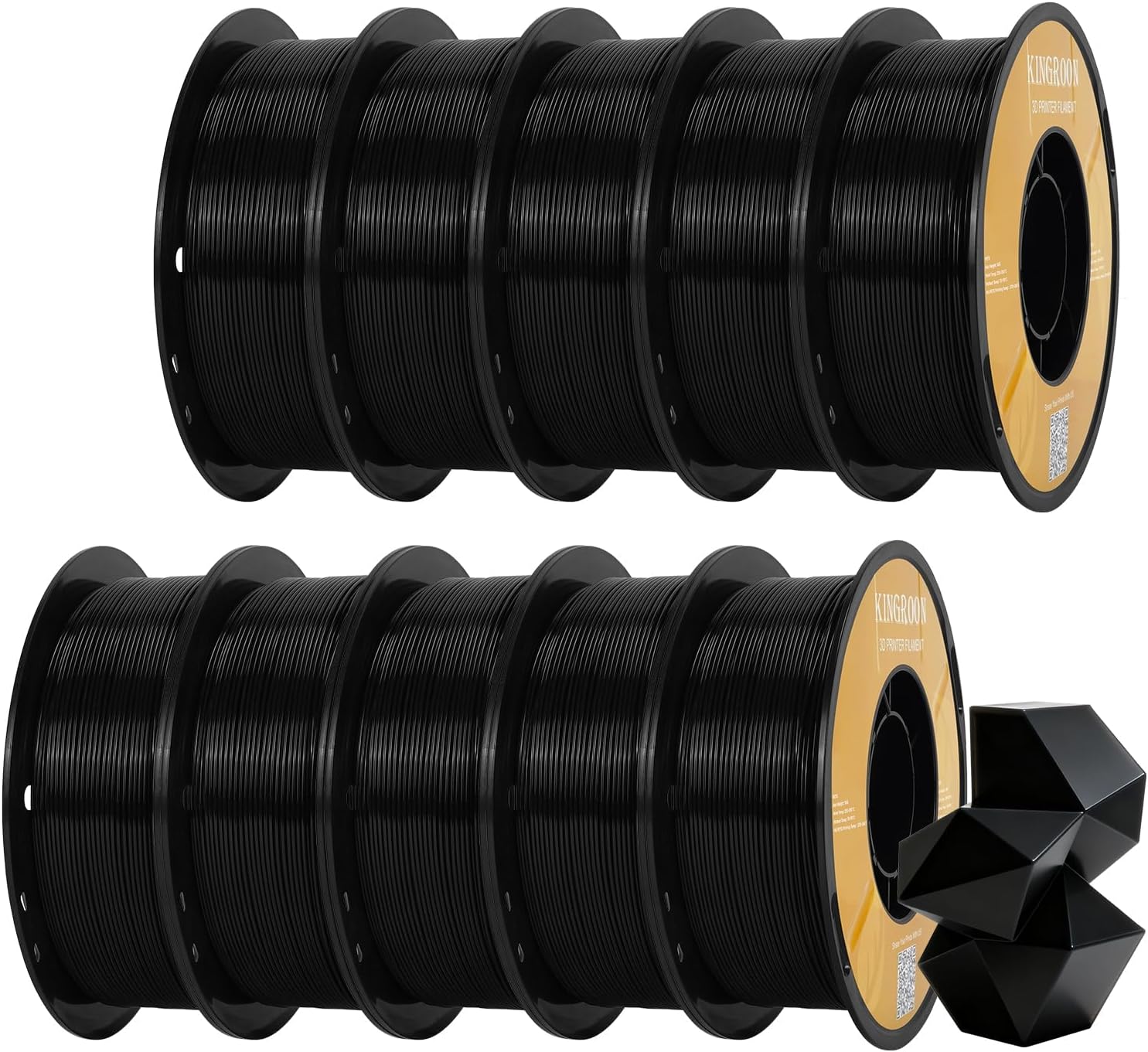 Kingroon High Speed PLA Bundle 3D Printer Filament 1.75mm. 3D Printer Rapid Filament for 30-600mm/s Hyper Printing Filament. Dimensional Accuracy +/- 0.03 mm. 10 kg Plastic Spool (22lbs(Black)